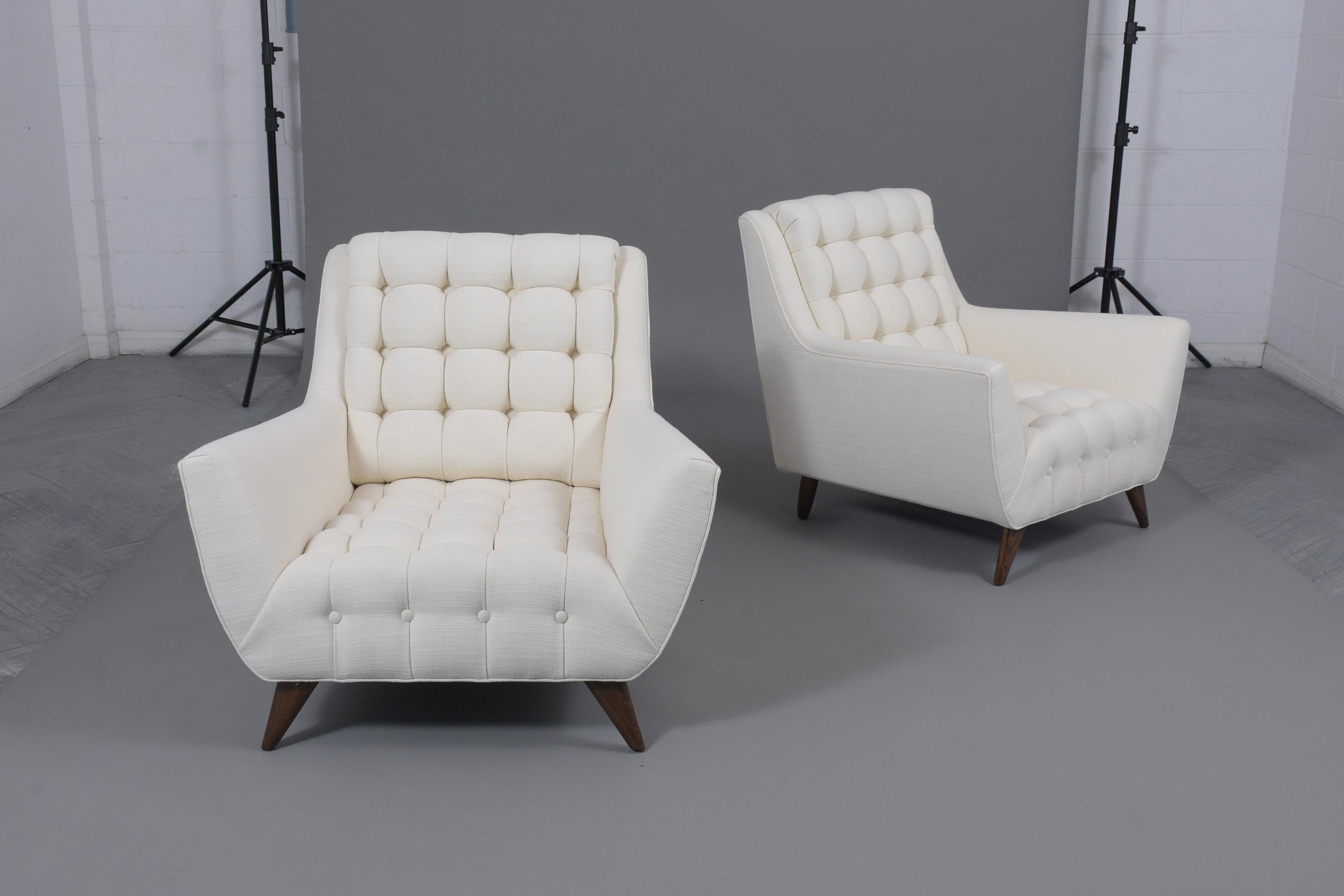 Mid-20th Century Restored Adrian Pearsall-Style Mid-Century Modern Lounge Chairs in Oyster Fabric