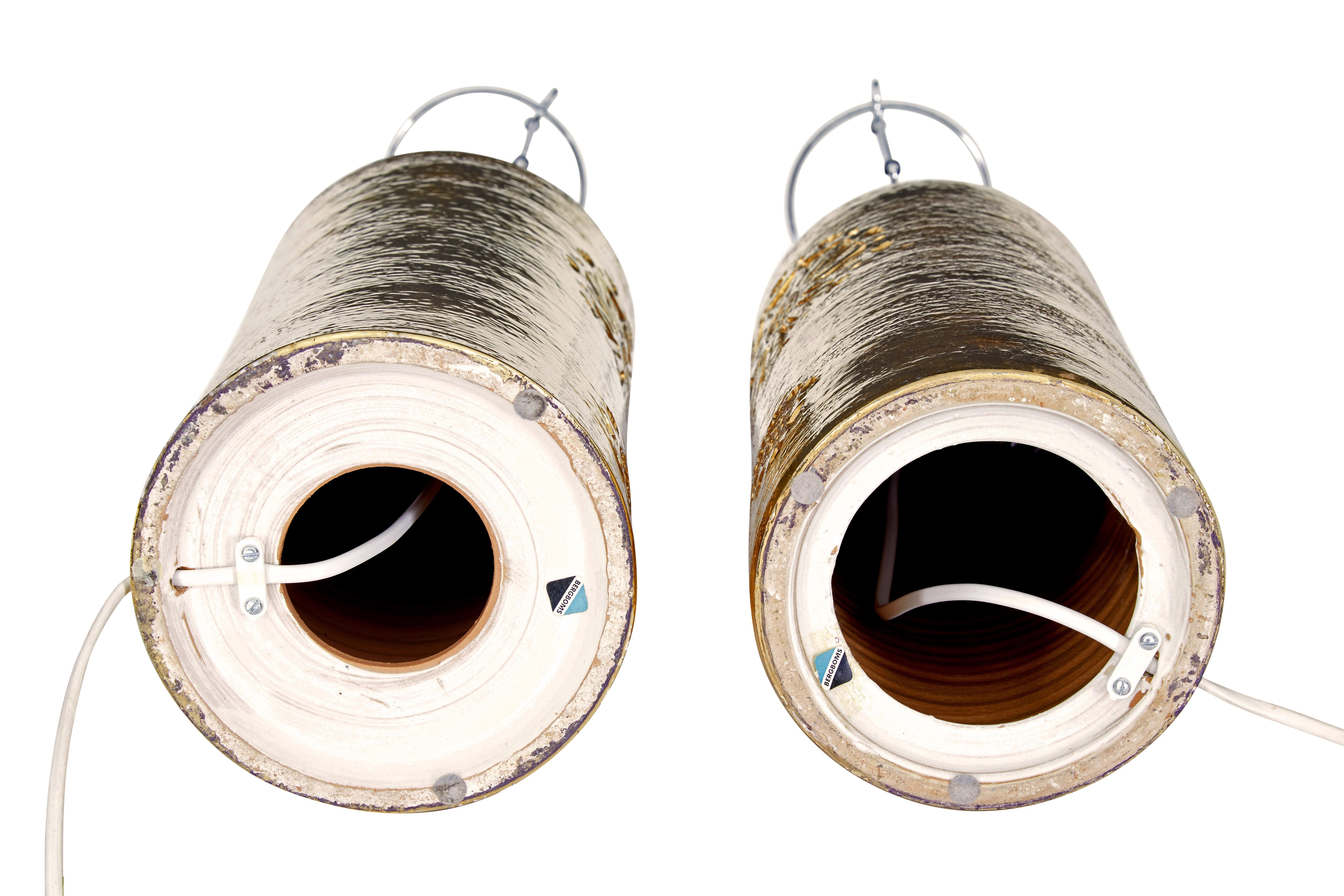20ième siècle Paire de lampes Bittosi dorées du milieu du siècle dernier pour Bergboms en vente