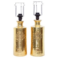 Paire de lampes Bittosi dorées du milieu du siècle dernier pour Bergboms