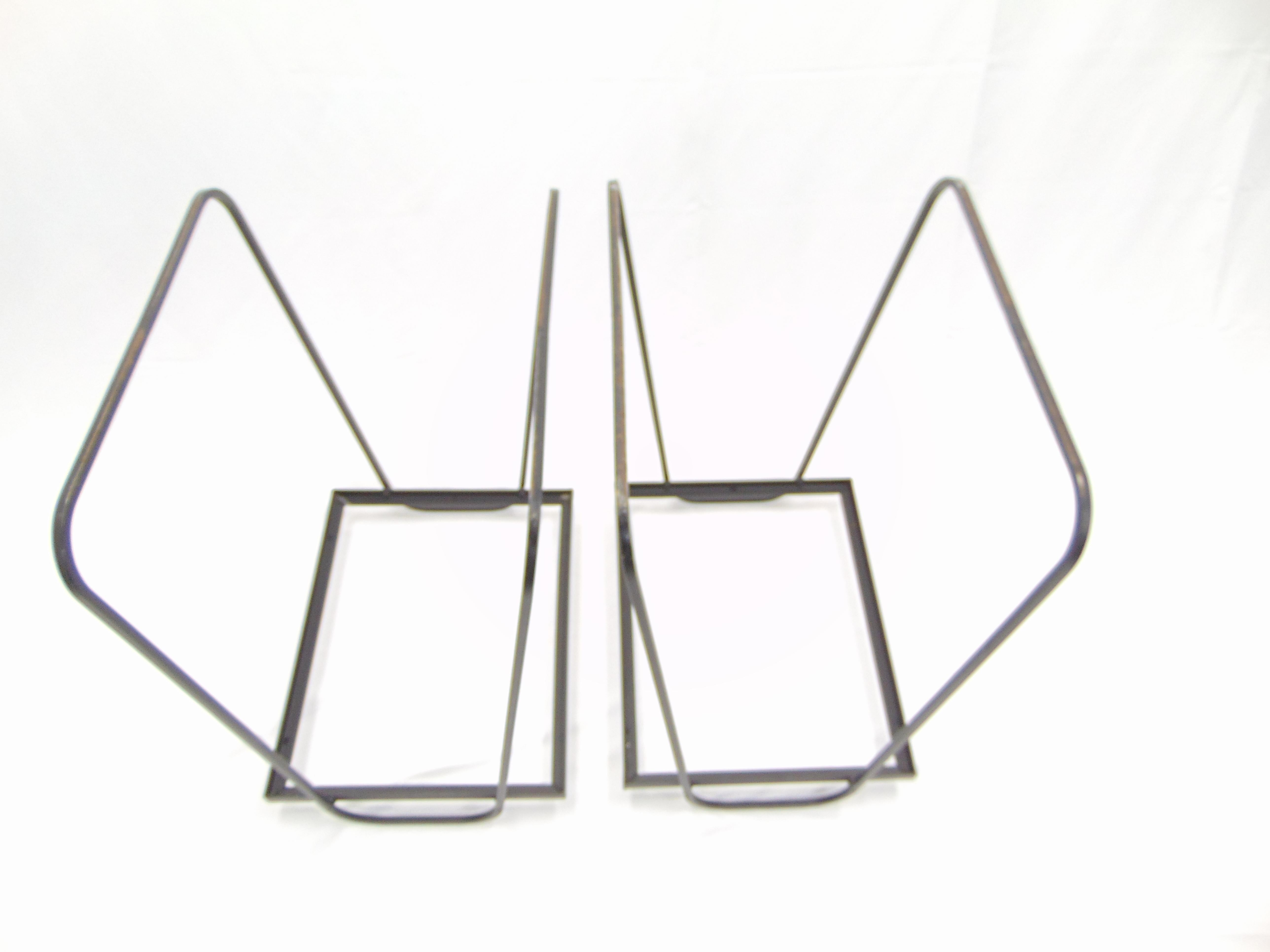 Pair of Midcentury Black Iron and Glass Patio Tables Side Tables For Sale 9