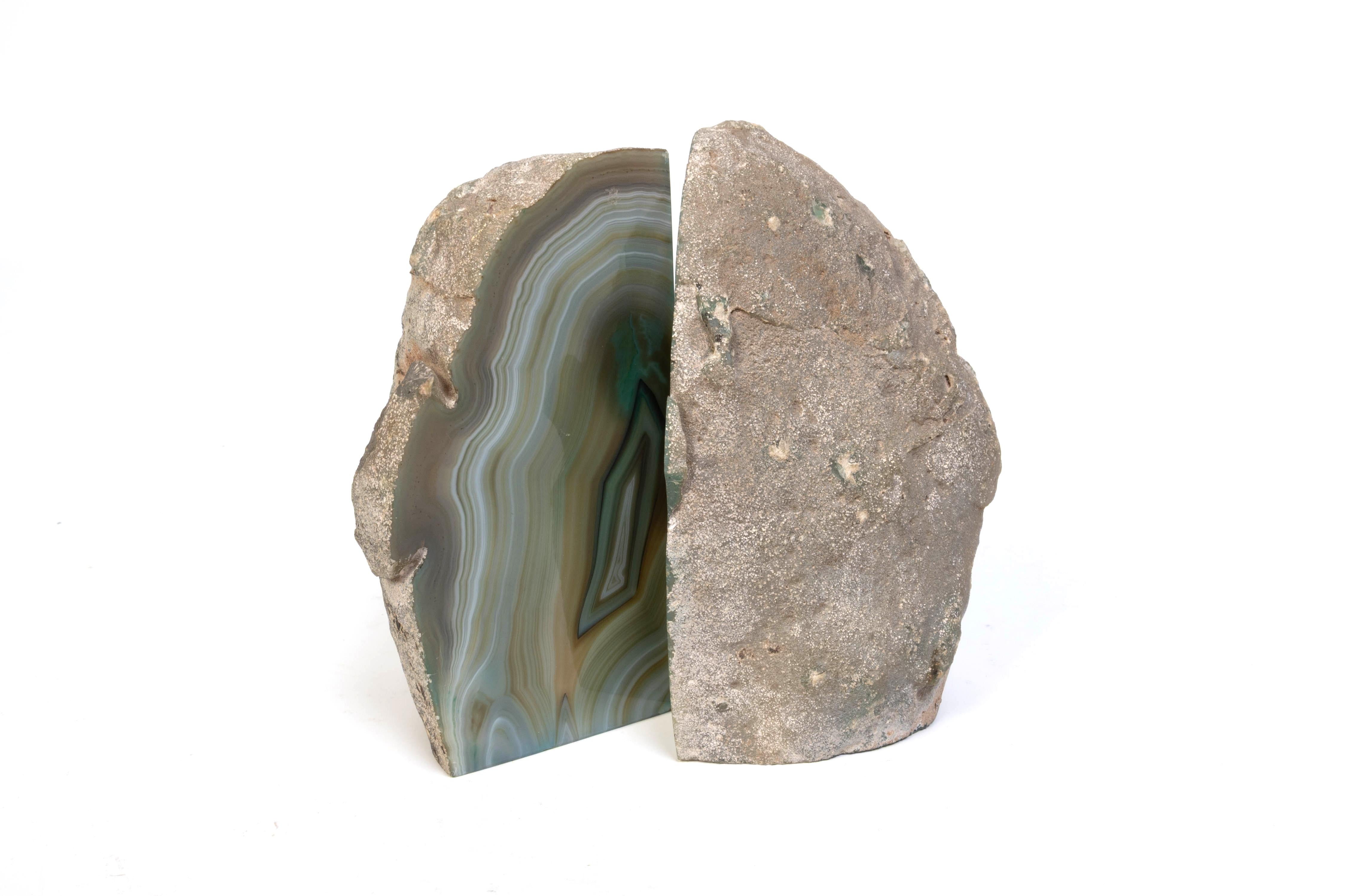 Pair of Mid Century Blue Agate Precious Mineral Bookends, C.1970 For Sale 6