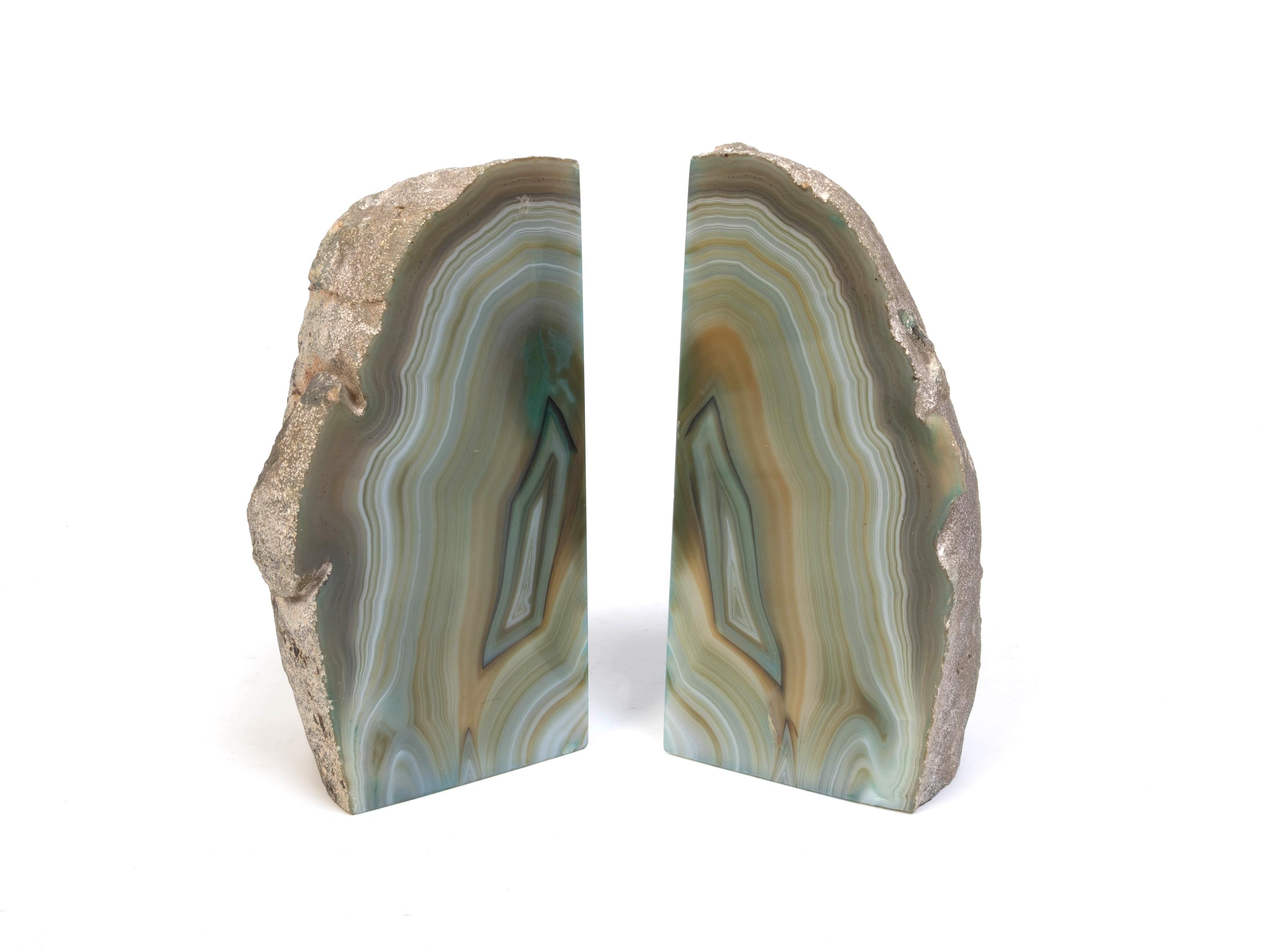Pair of Mid Century Blue Agate Precious Mineral Bookends, C.1970 For Sale 7