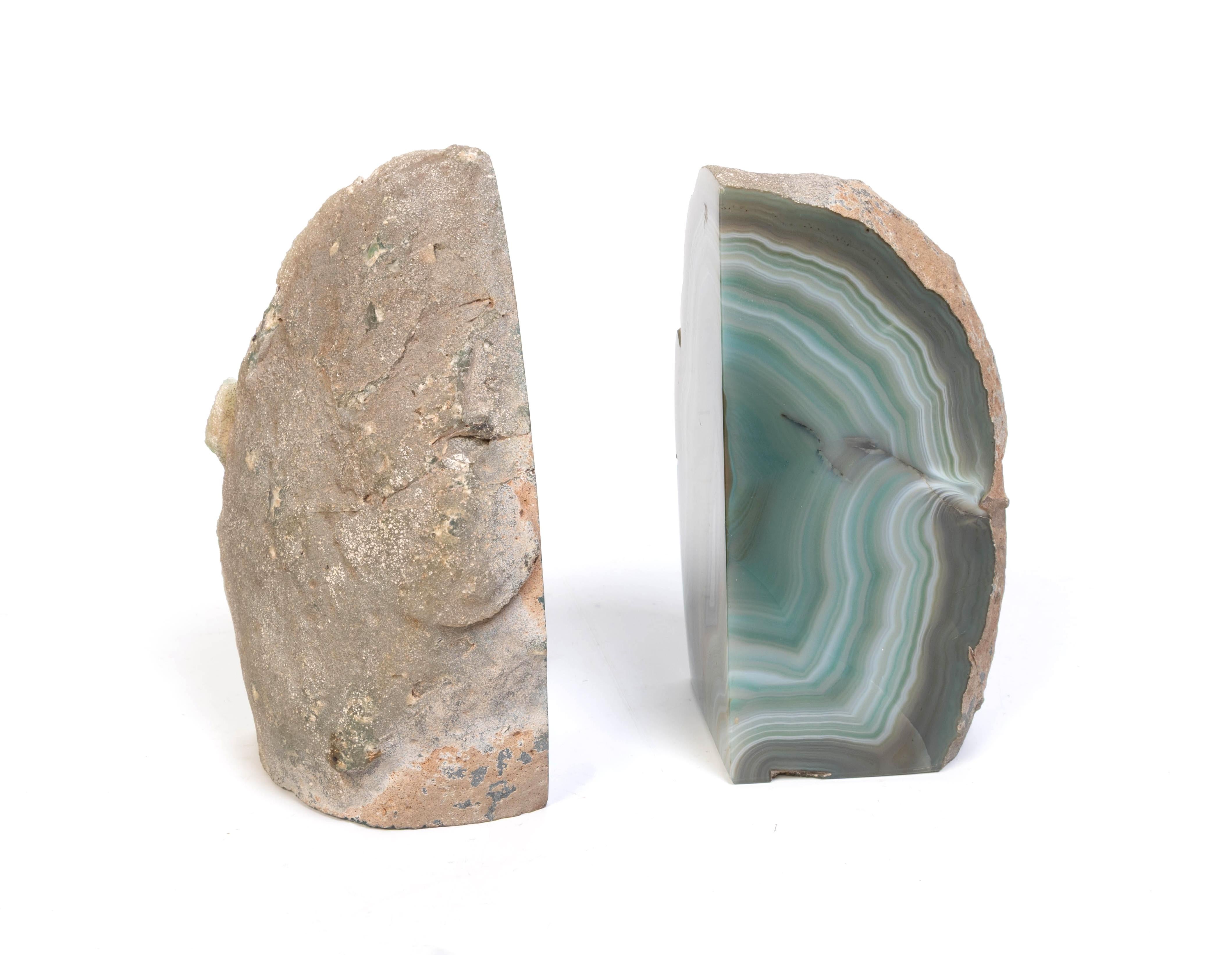 Pair of Mid Century Blue Agate Precious Mineral Bookends, C.1970 For Sale 8