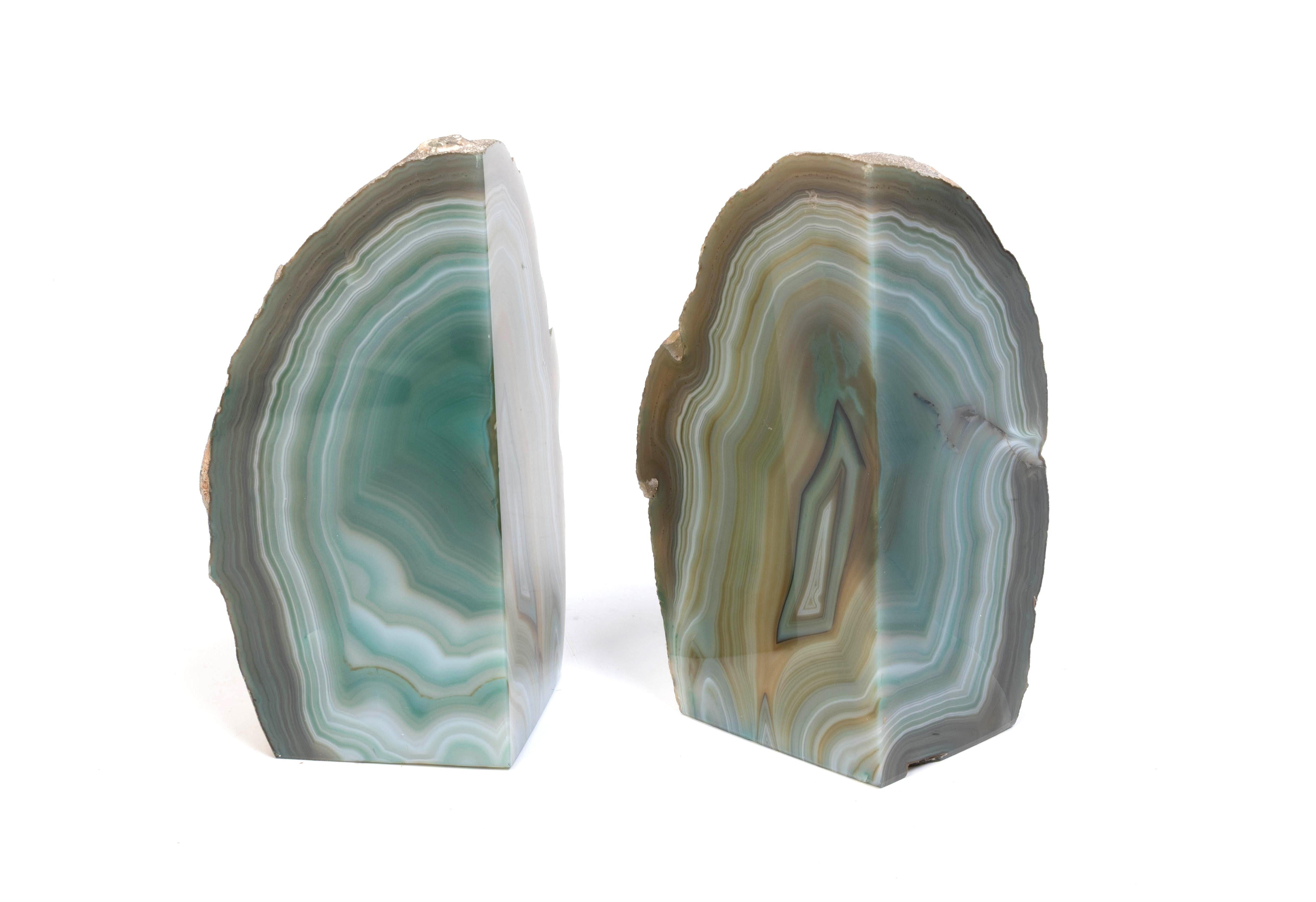Pair of Mid Century Blue Agate Precious Mineral Bookends, C.1970 For Sale 9