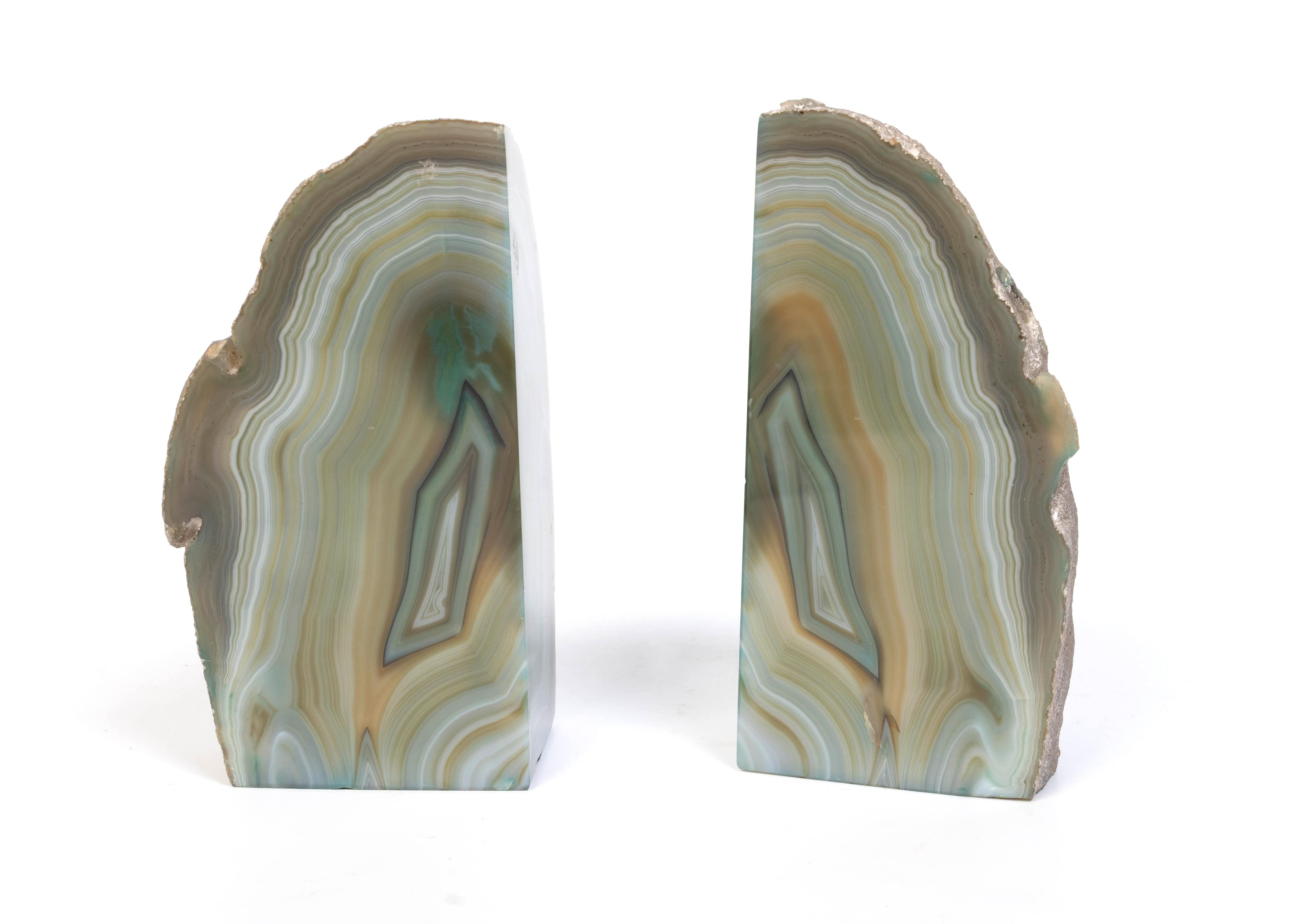 Pair of Mid Century Blue Agate Precious Mineral Bookends, C.1970 For Sale 10