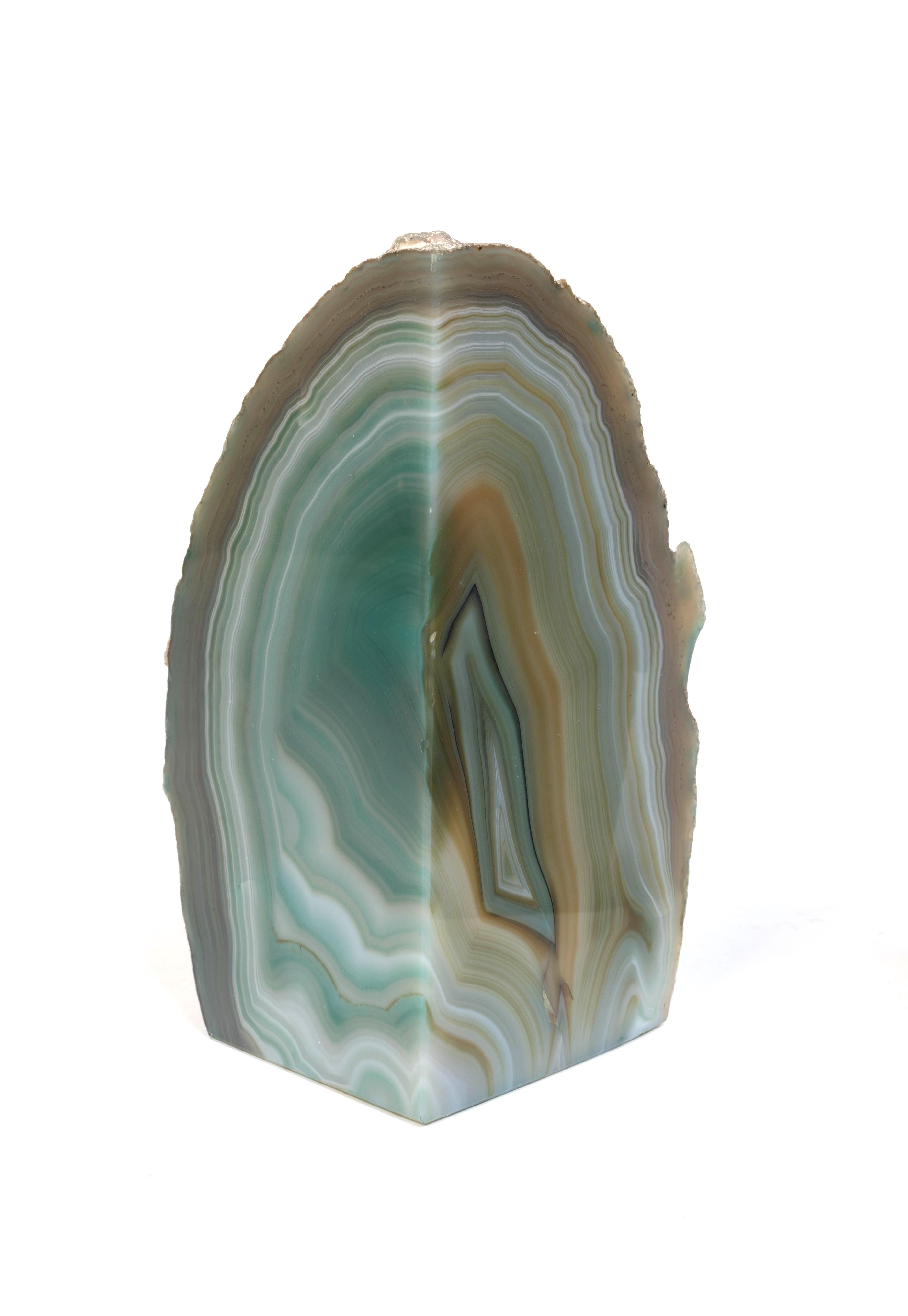 Pair of Mid Century Blue Agate Precious Mineral Bookends, C.1970 For Sale 1