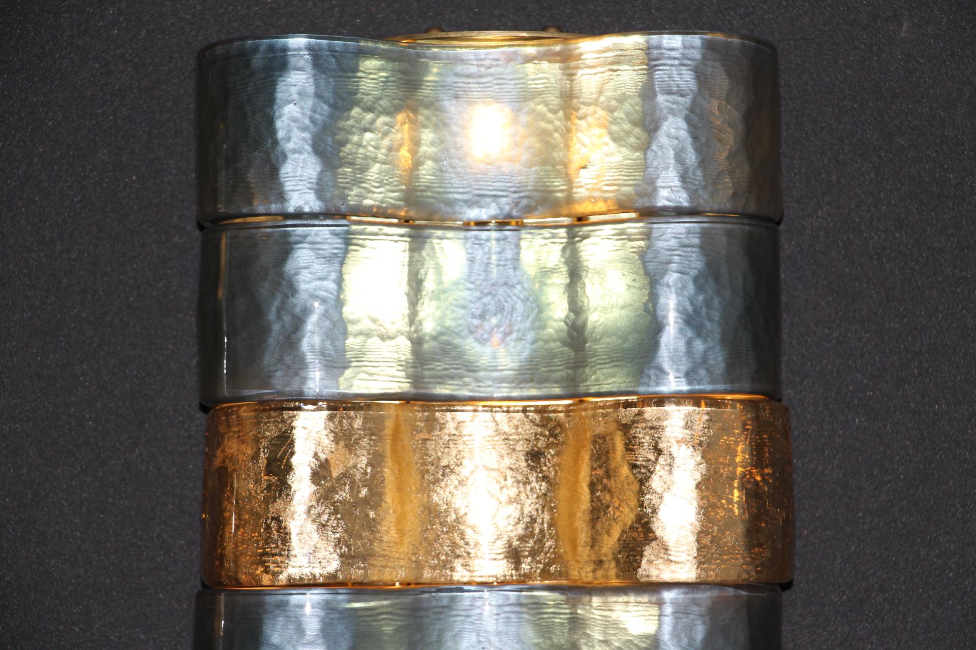 Paar blaue - graue und goldene Muranoglas-Leuchter aus der Mitte des Jahrhunderts im Angebot 3