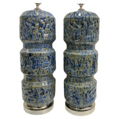 Pair of Mid Century Blue Lamps