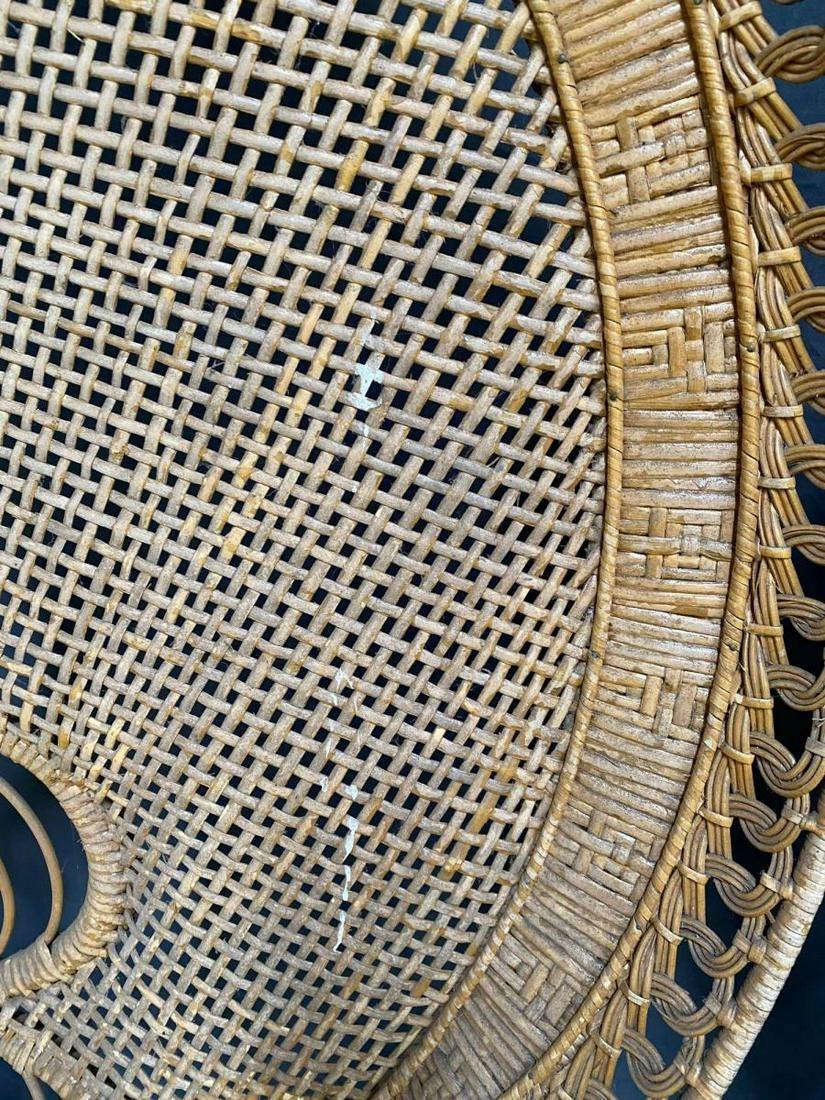 Pair of Midcentury Bohemian Woven Rattan Peacock Chairs For Sale 5