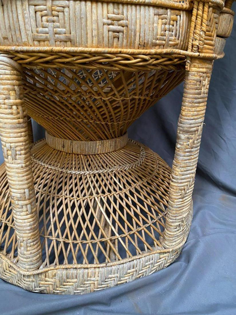 Pair of Midcentury Bohemian Woven Rattan Peacock Chairs For Sale 11