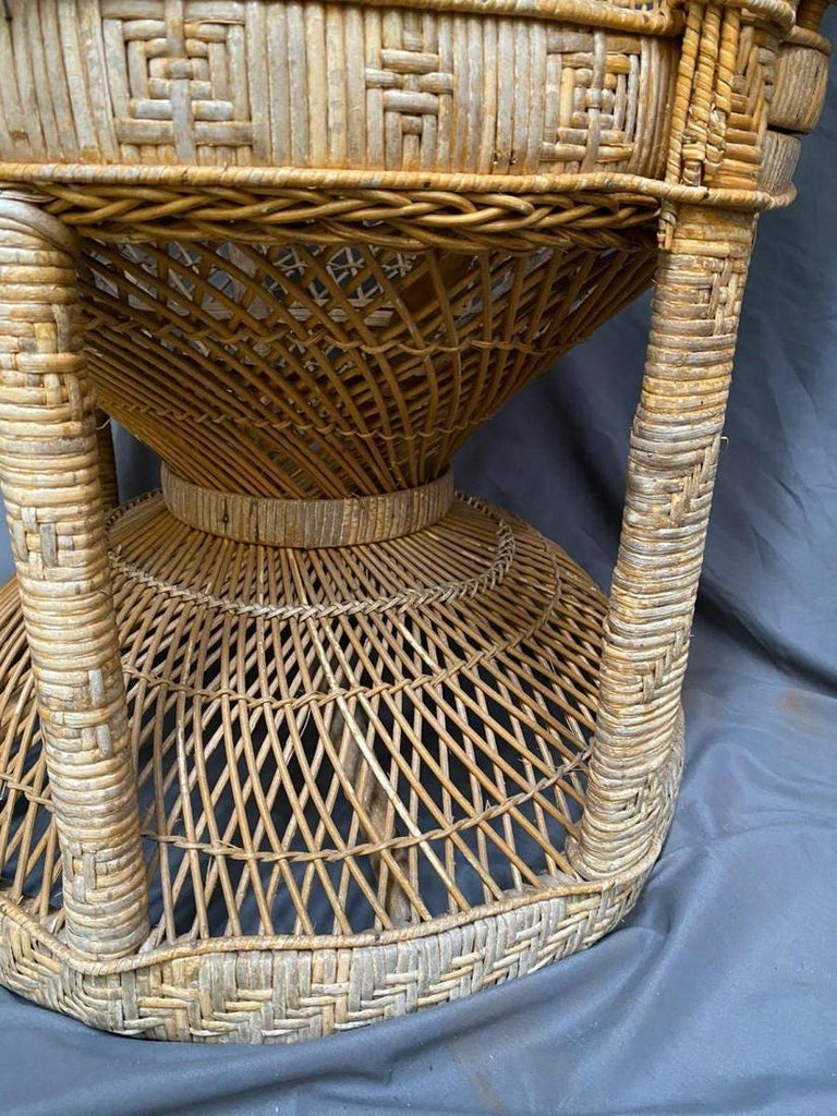 Pair of Midcentury Bohemian Woven Rattan Peacock Chairs For Sale 12