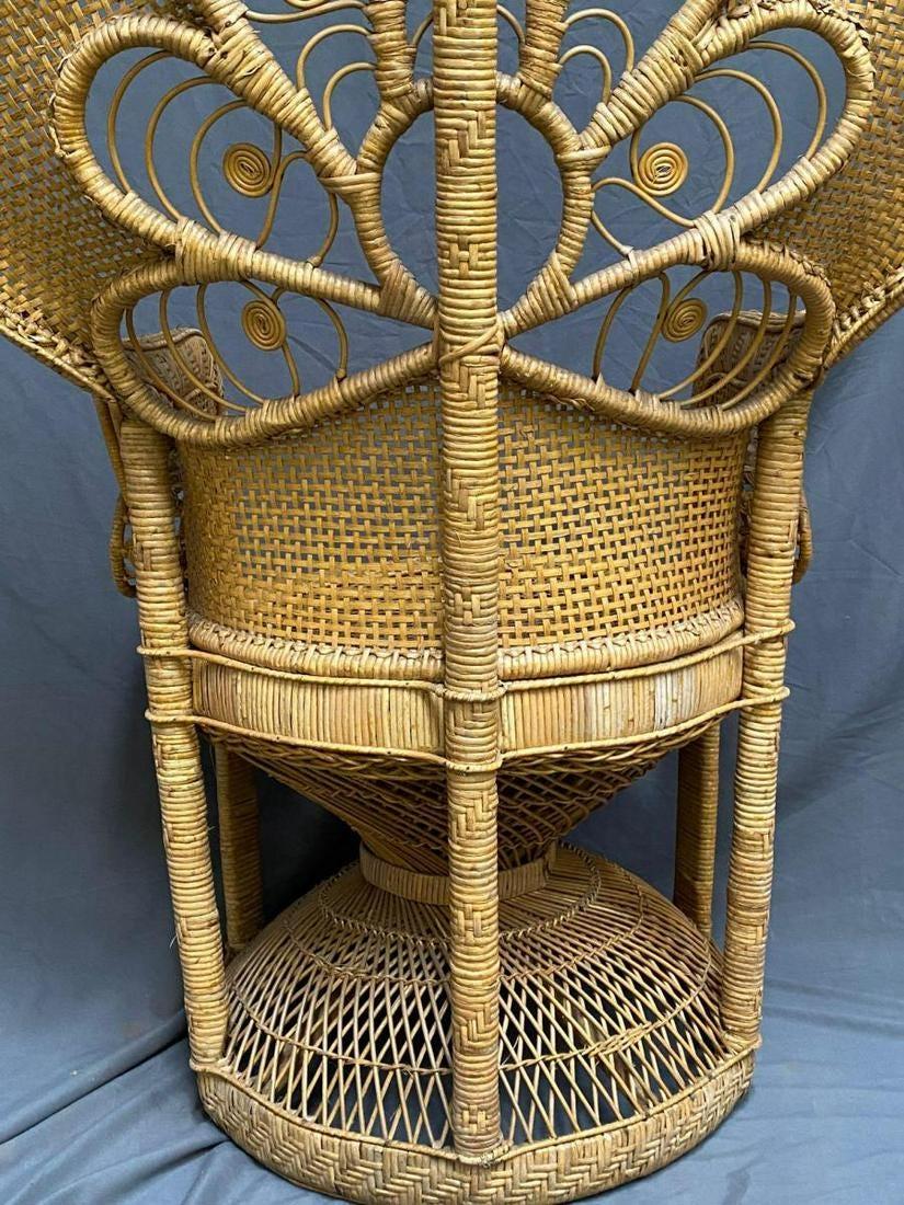 Pair of Midcentury Bohemian Woven Rattan Peacock Chairs In Good Condition For Sale In Sausalito, CA