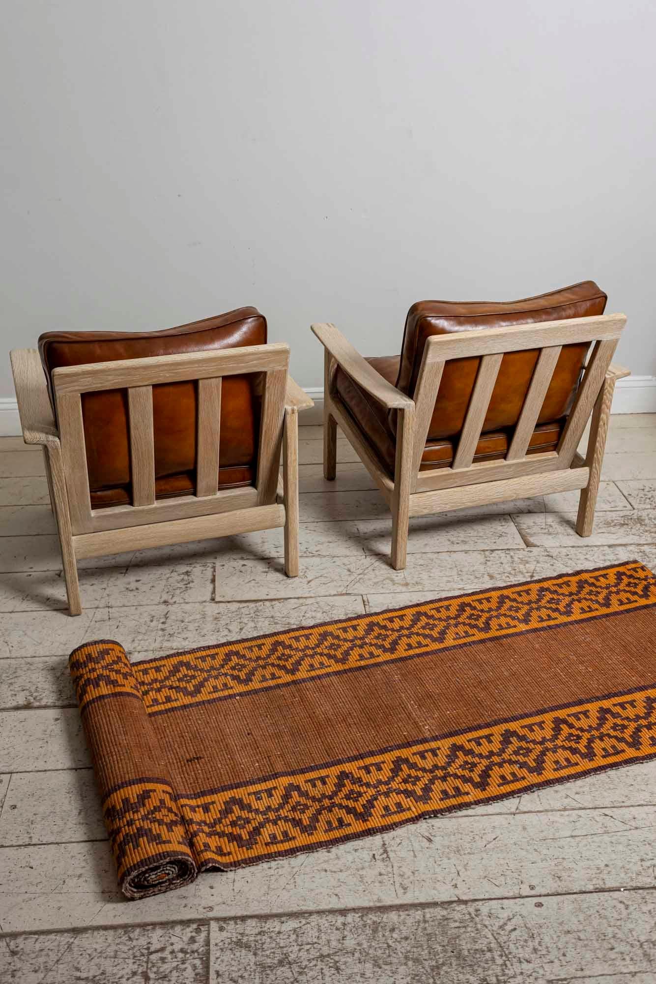 Pair of Midcentury Børge Mogensen Slatted Oak and Deep Leather Armchairs 9
