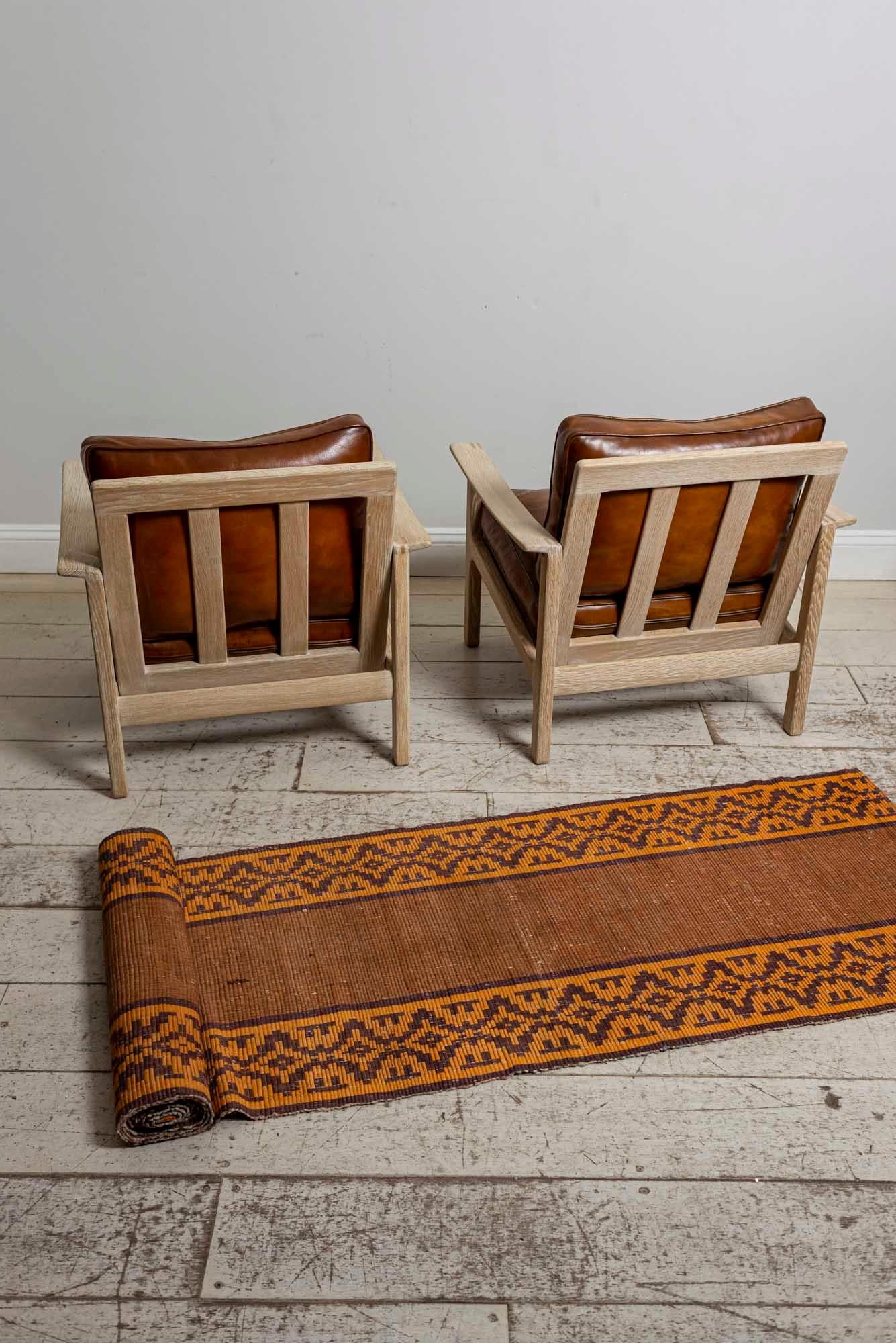 Pair of Midcentury Børge Mogensen Slatted Oak and Deep Leather Armchairs 10