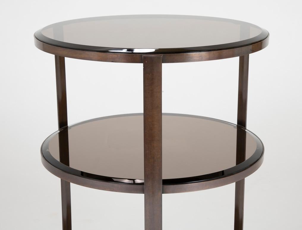 Pair of Midcentury Brass and Beveled Glass Round Side Tables 4