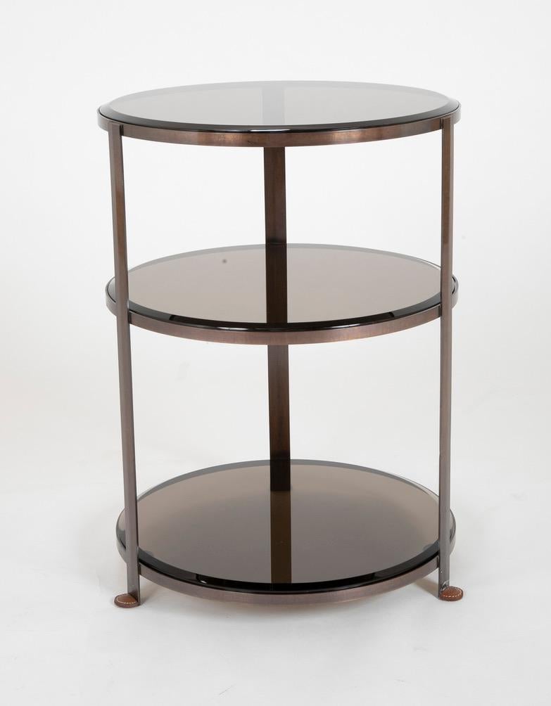 Pair of Midcentury Brass and Beveled Glass Round Side Tables 6