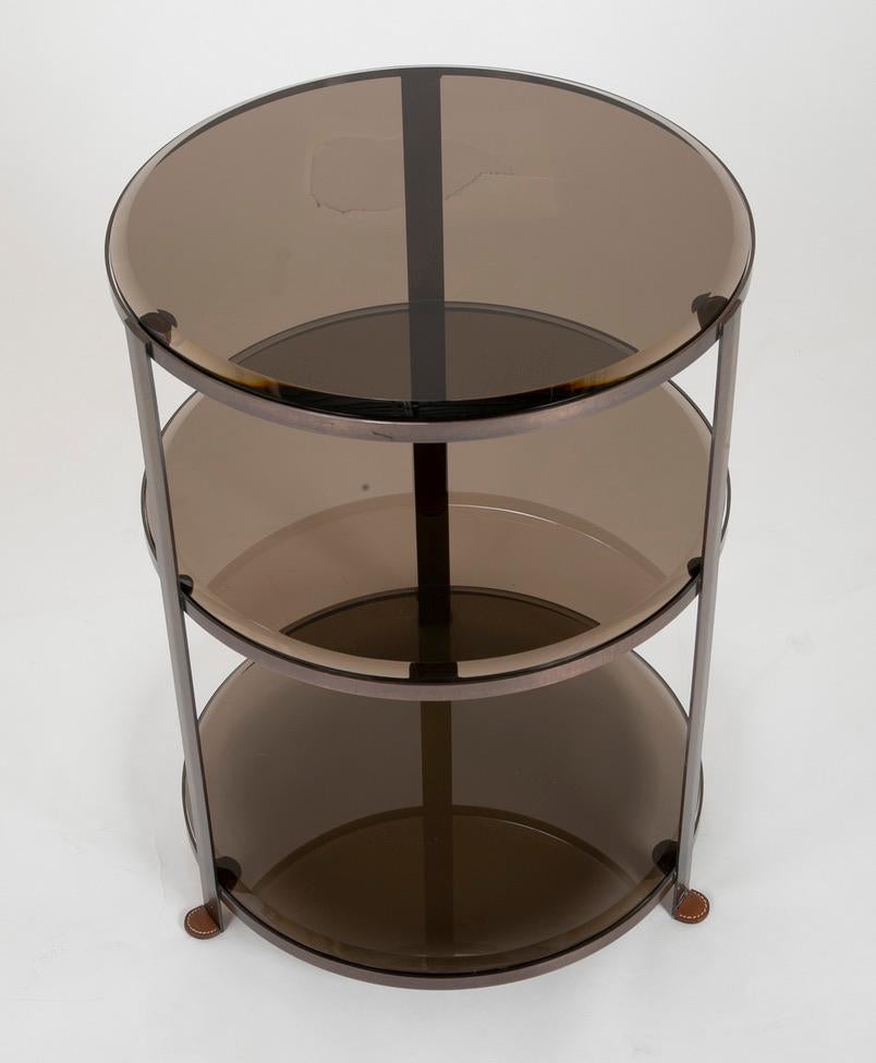 Pair of Midcentury Brass and Beveled Glass Round Side Tables 7