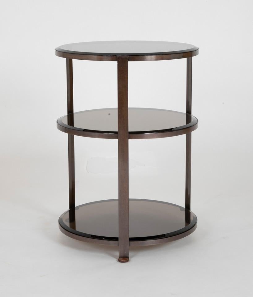 20th Century Pair of Midcentury Brass and Beveled Glass Round Side Tables