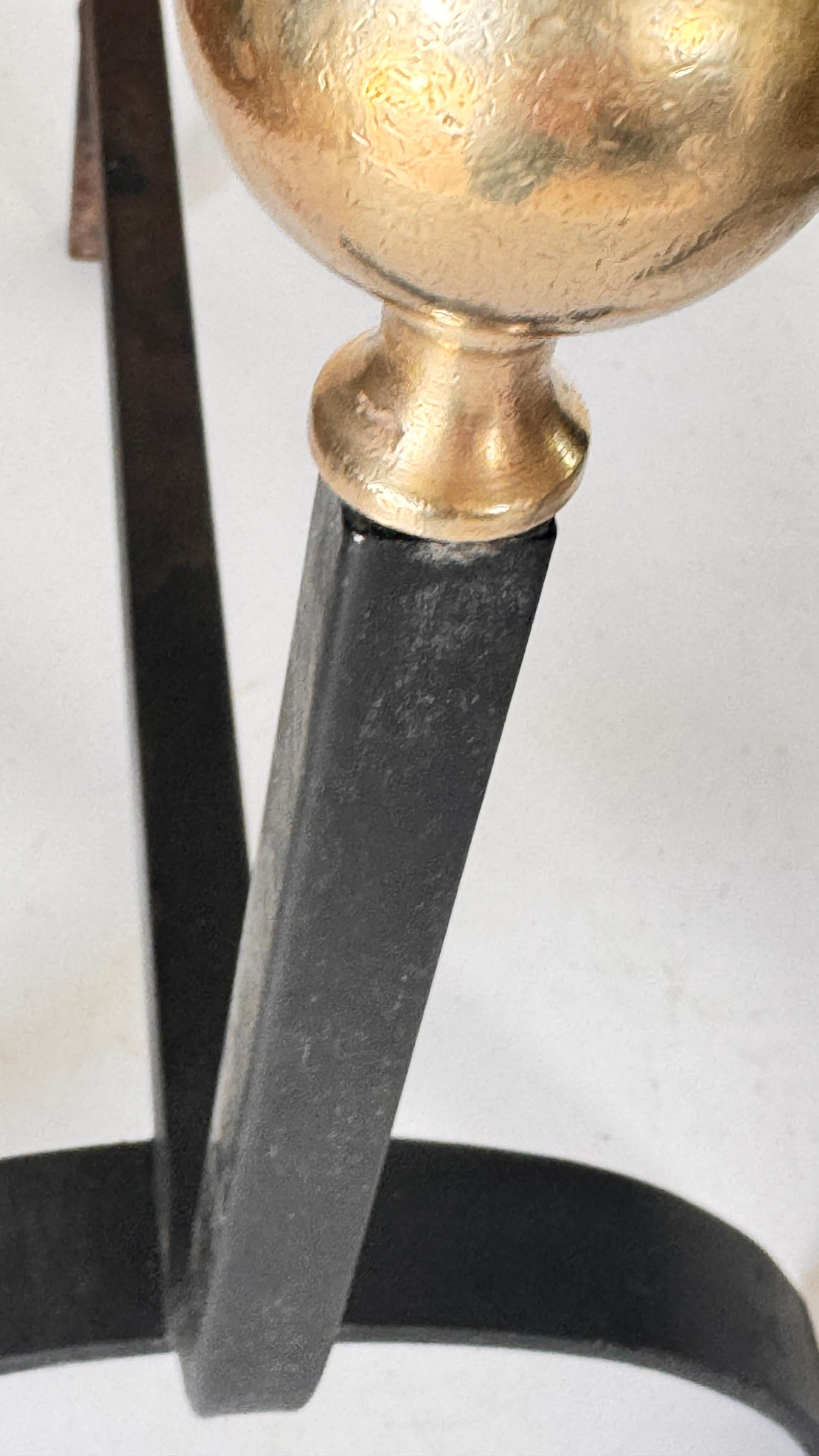 Metà XX secolo Coppia di androni in ottone e ferro nero della metà del secolo scorso, anni '50 in vendita