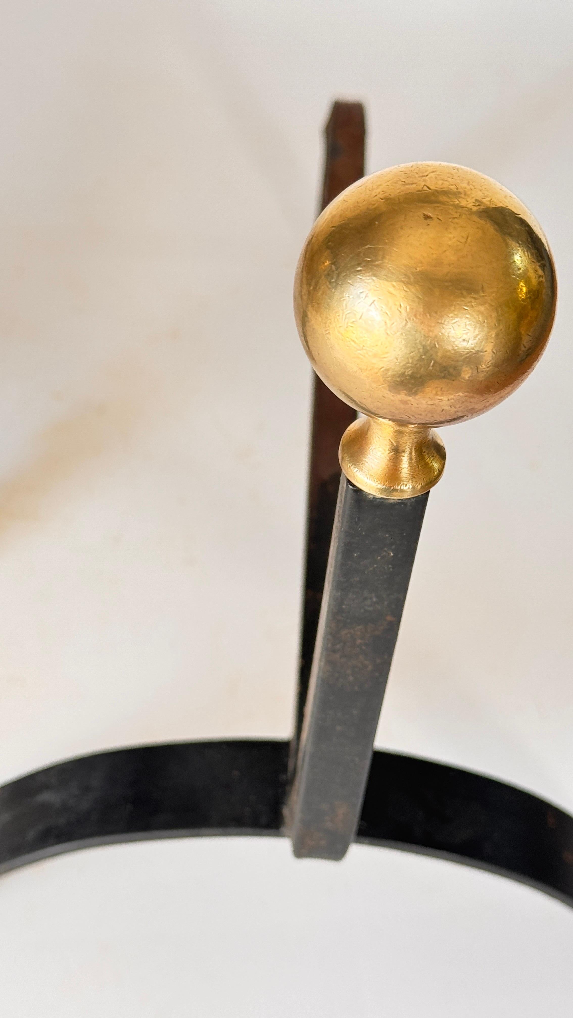 Ottone Coppia di androni in ottone e ferro nero della metà del secolo scorso, anni '50 in vendita