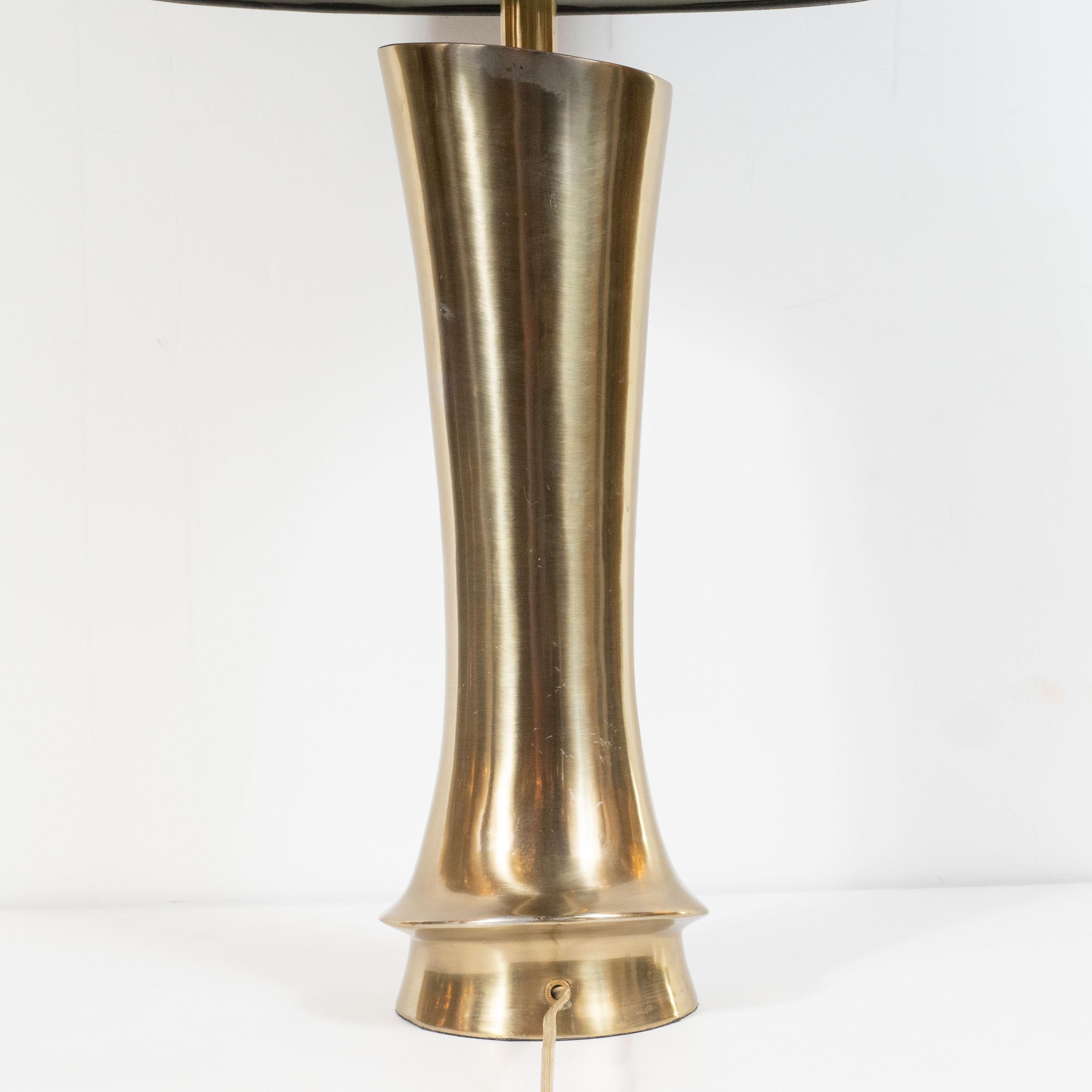 Pair of Midcentury Brass and Ebonized Walnut Table Lamps by Laurel & Co. 5
