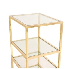 Pair of Mid Century Brass and Glass Four Tier Etageres