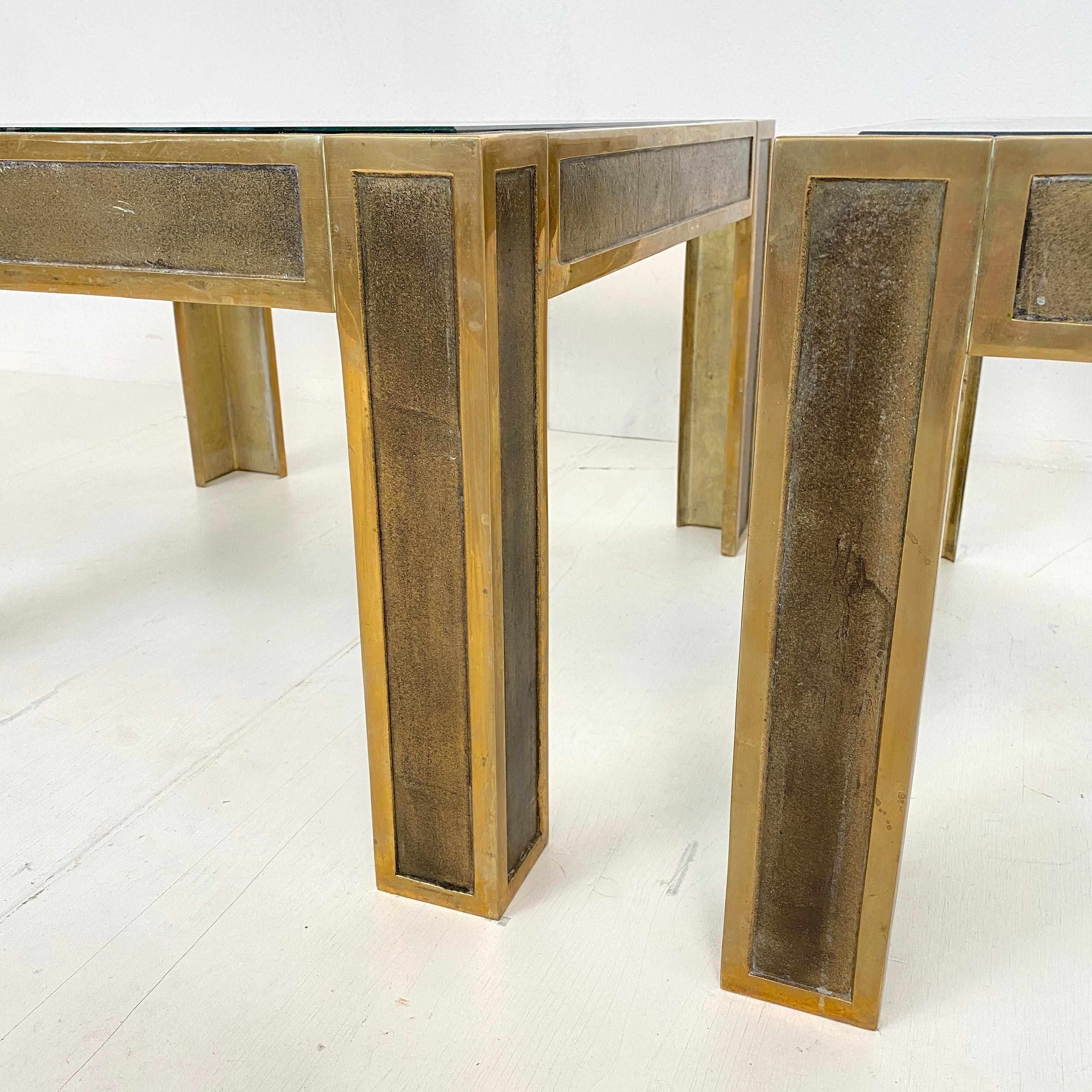Pair of Mid-Century Brass and Glass Sofa Tables or Coffee Tables by Ghyczy 5
