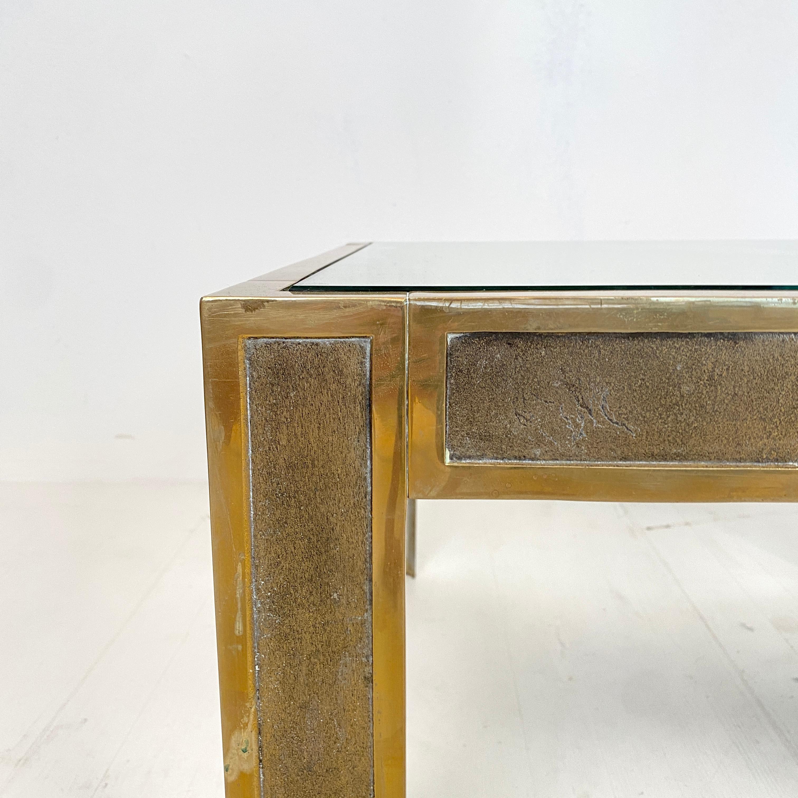 Mid-Century Modern Pair of Mid-Century Brass and Glass Sofa Tables or Coffee Tables by Ghyczy