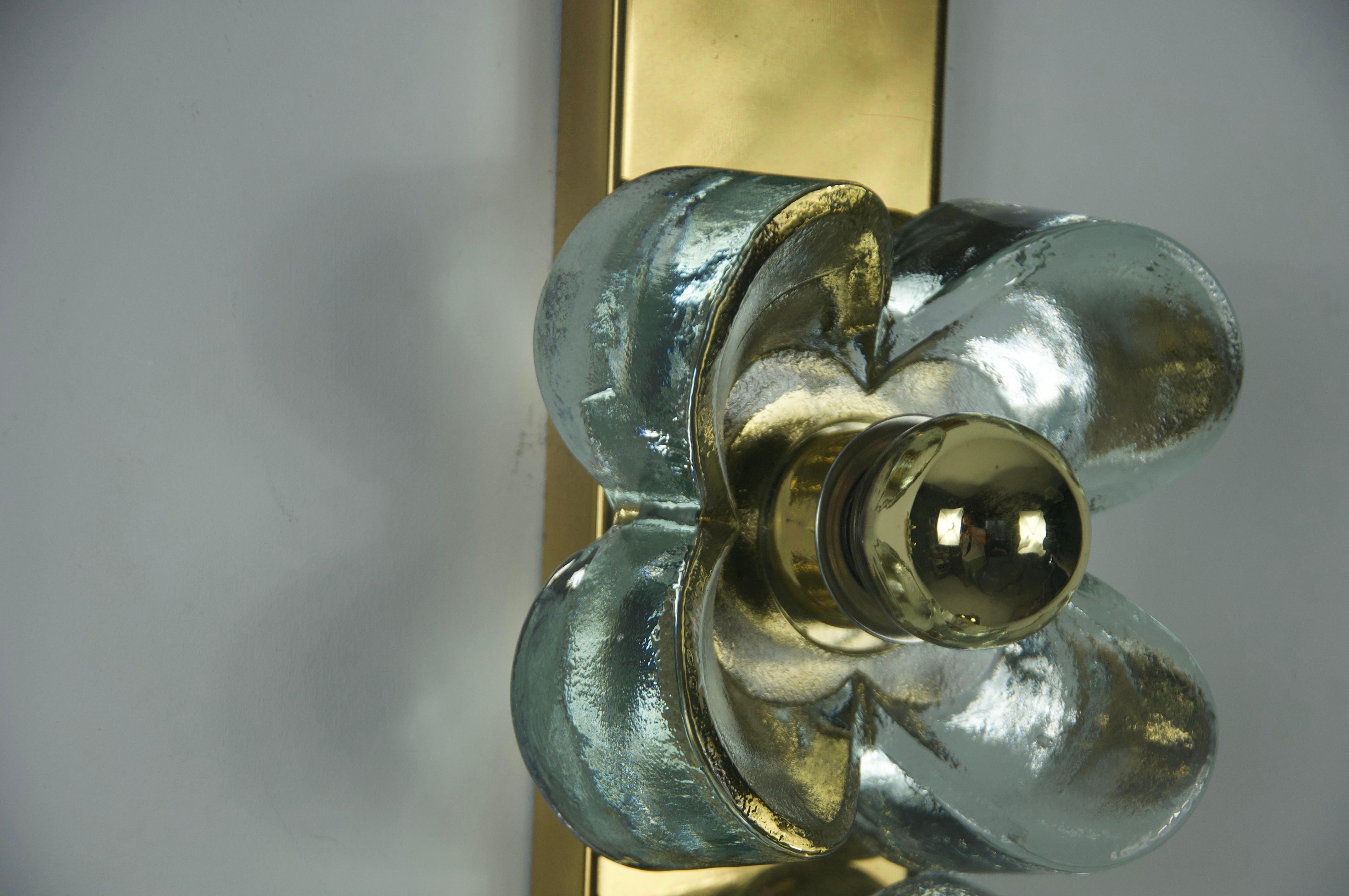 Pair of Mid-Century Brass and Glass Wall Lamps by SiSche, Germany, 1960s in vendita 3