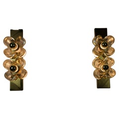 Pair of Mid-Century Brass and Glass Wall Lamps by SiSche, Germany, 1960s