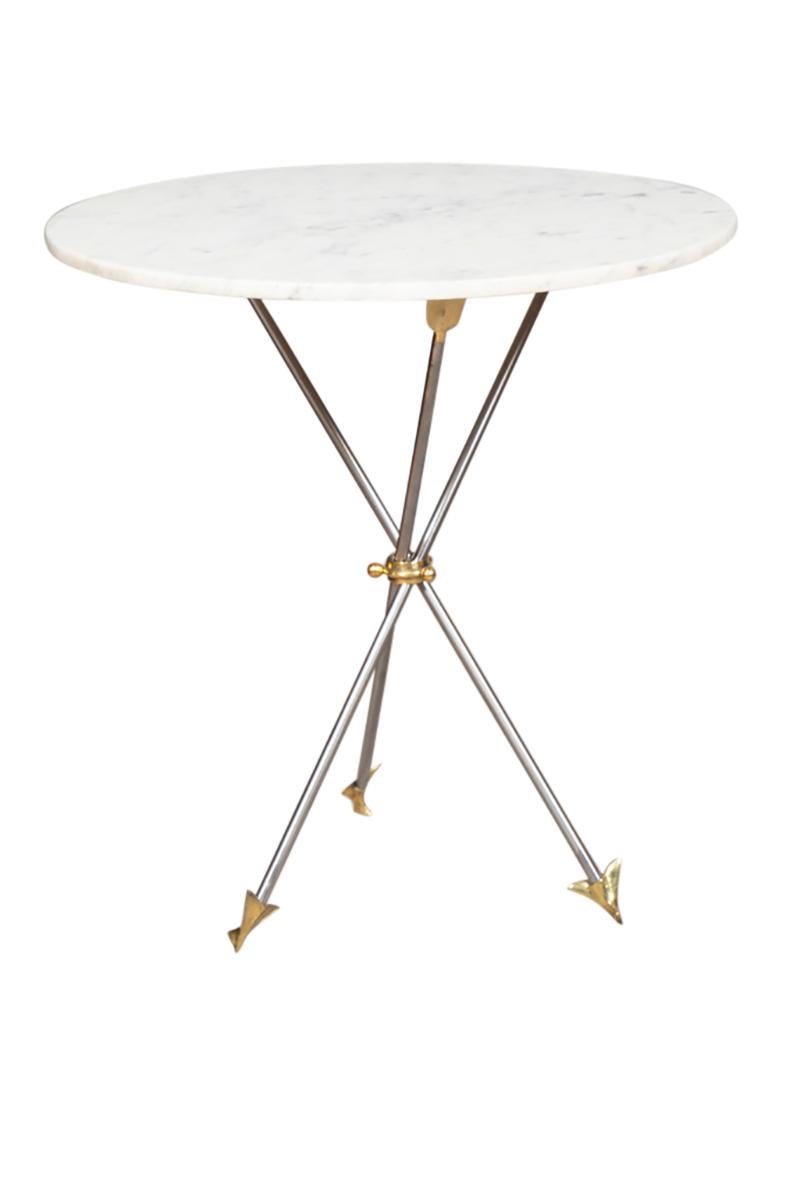 Mid-Century Modern Pair Of Mid Century Brass And Marble End Tables For Sale