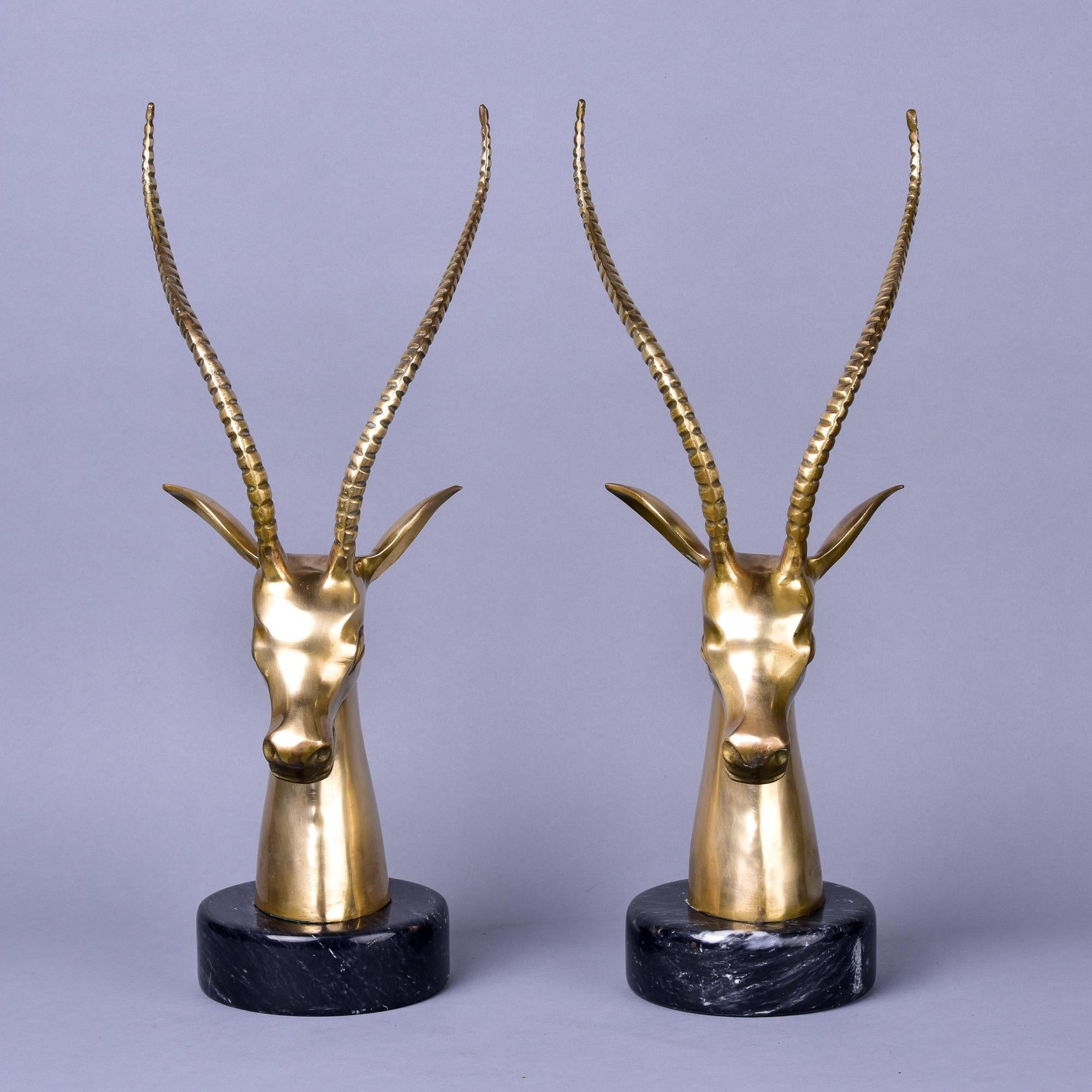 Mid-Century Modern Pair of Mid Century Brass and Marble Gazelles
