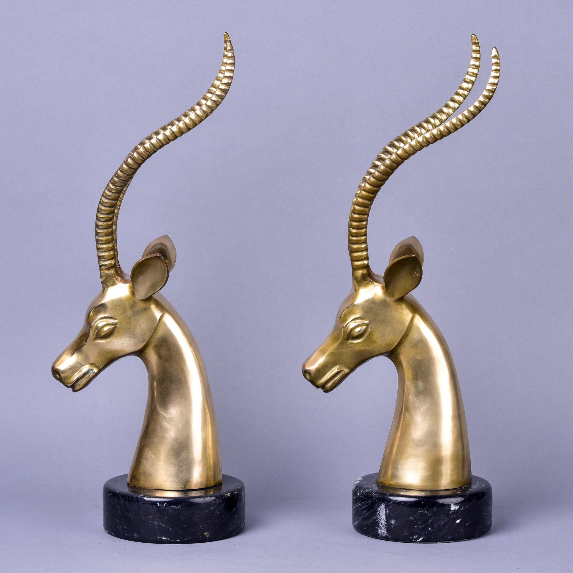 American Pair of Mid Century Brass and Marble Gazelles