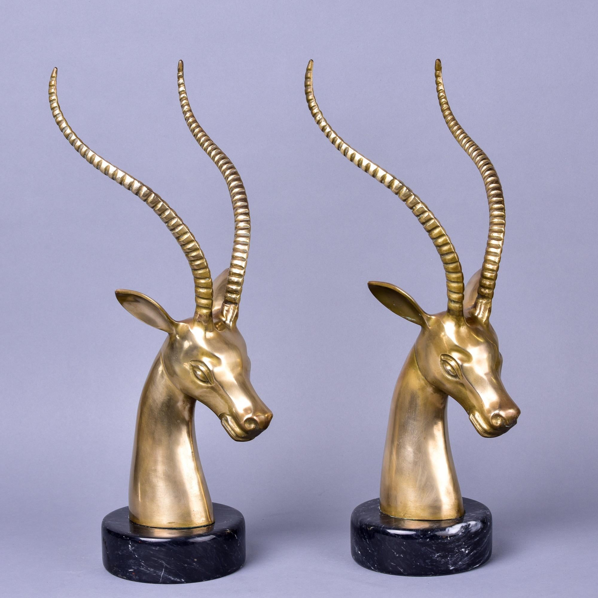 Pair of Mid Century Brass and Marble Gazelles 2