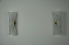 Pair of Mid-Century Brass and Plexi Glass Wall Lamps, Italy, 1960s