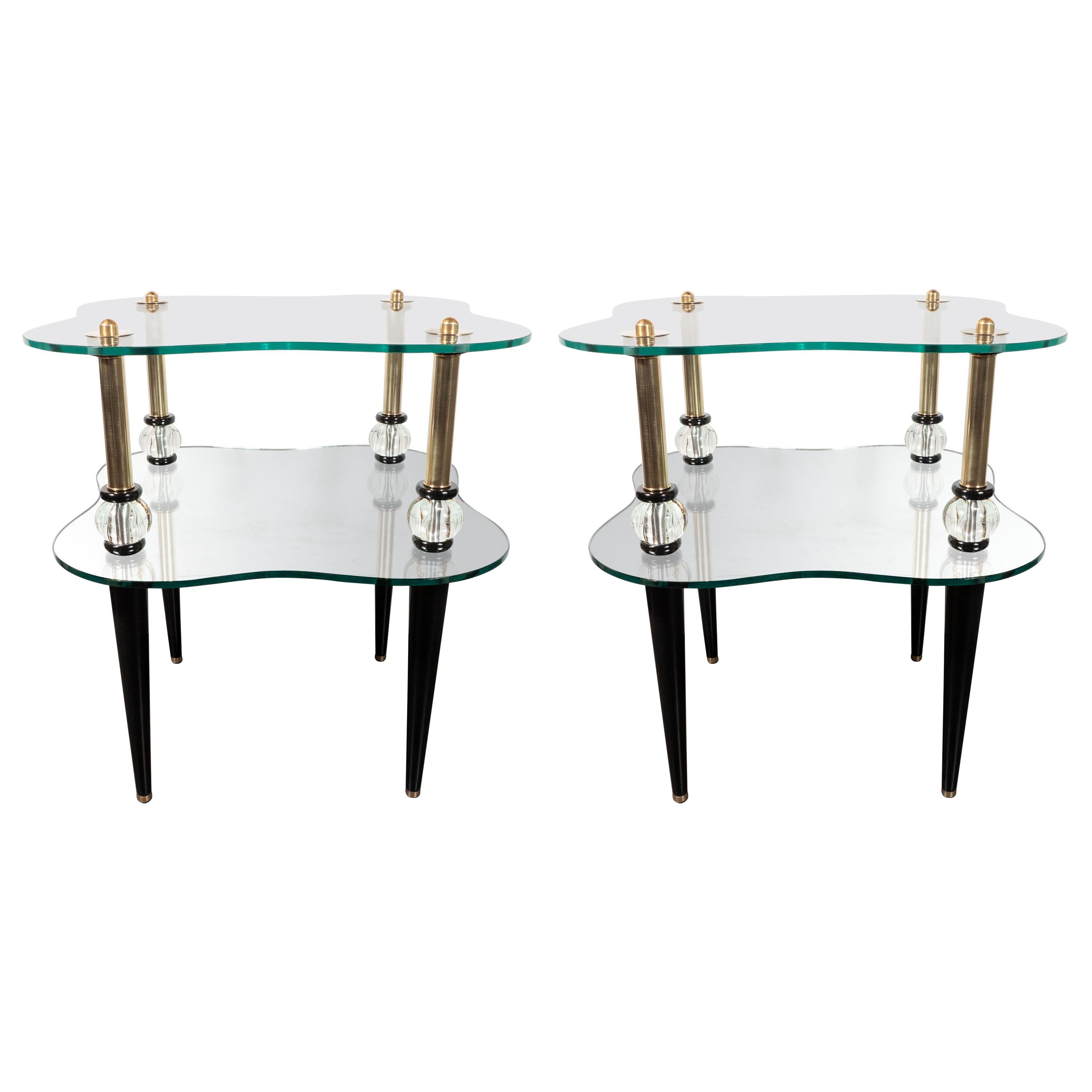 French End Table of Brass and Glass at 1stdibs