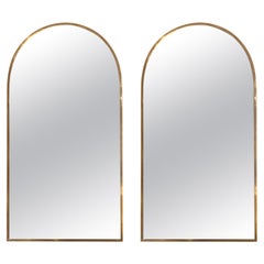 Pair of Mid-Century Brass Arched Mirrors