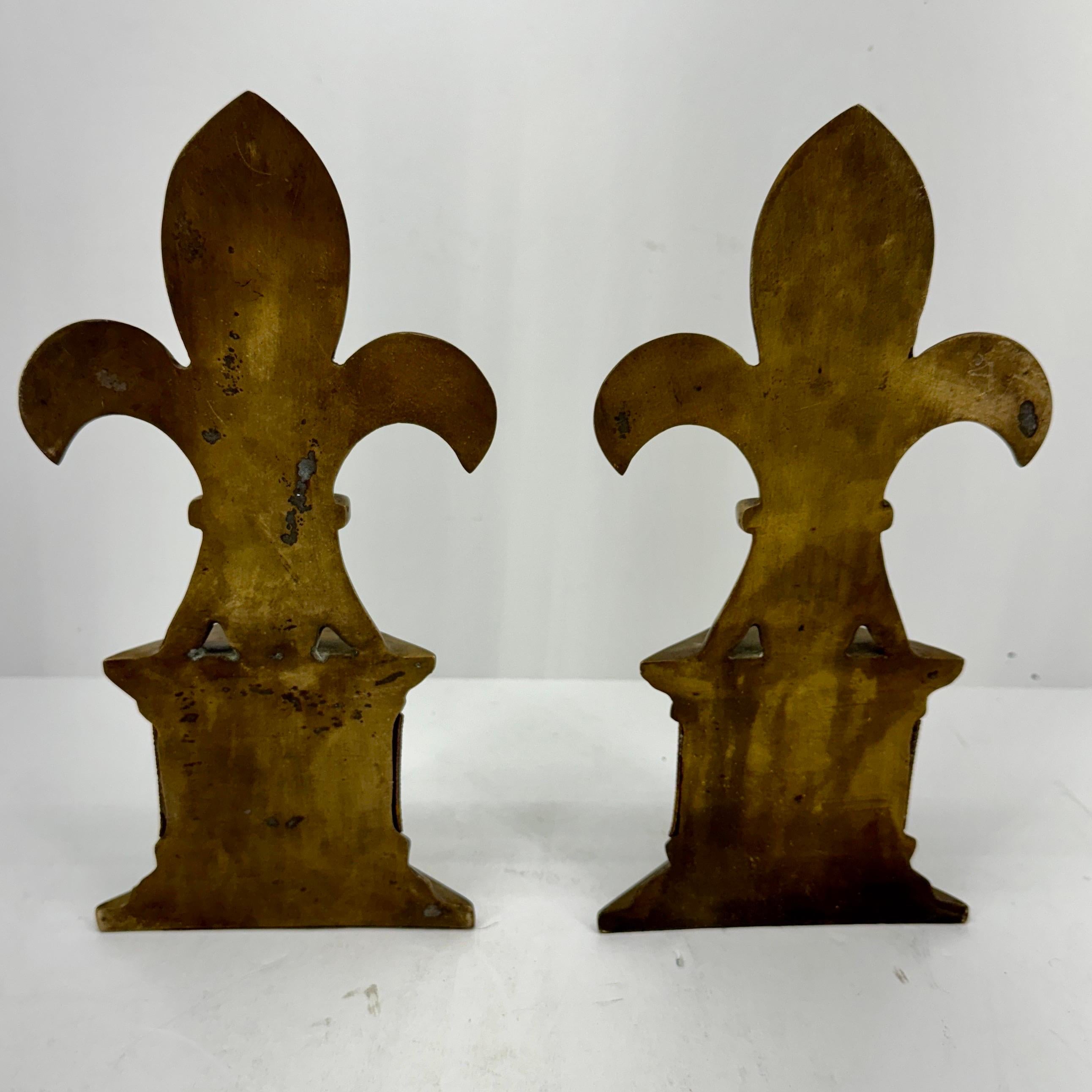 20th Century  Pair of Mid-Century Brass Bookends with Louis Vuitton Monogram Fabric For Sale