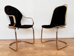 Pair of Mid-Century brass Chairs Designed by Gastone Rinaldi, Italy, 1970s