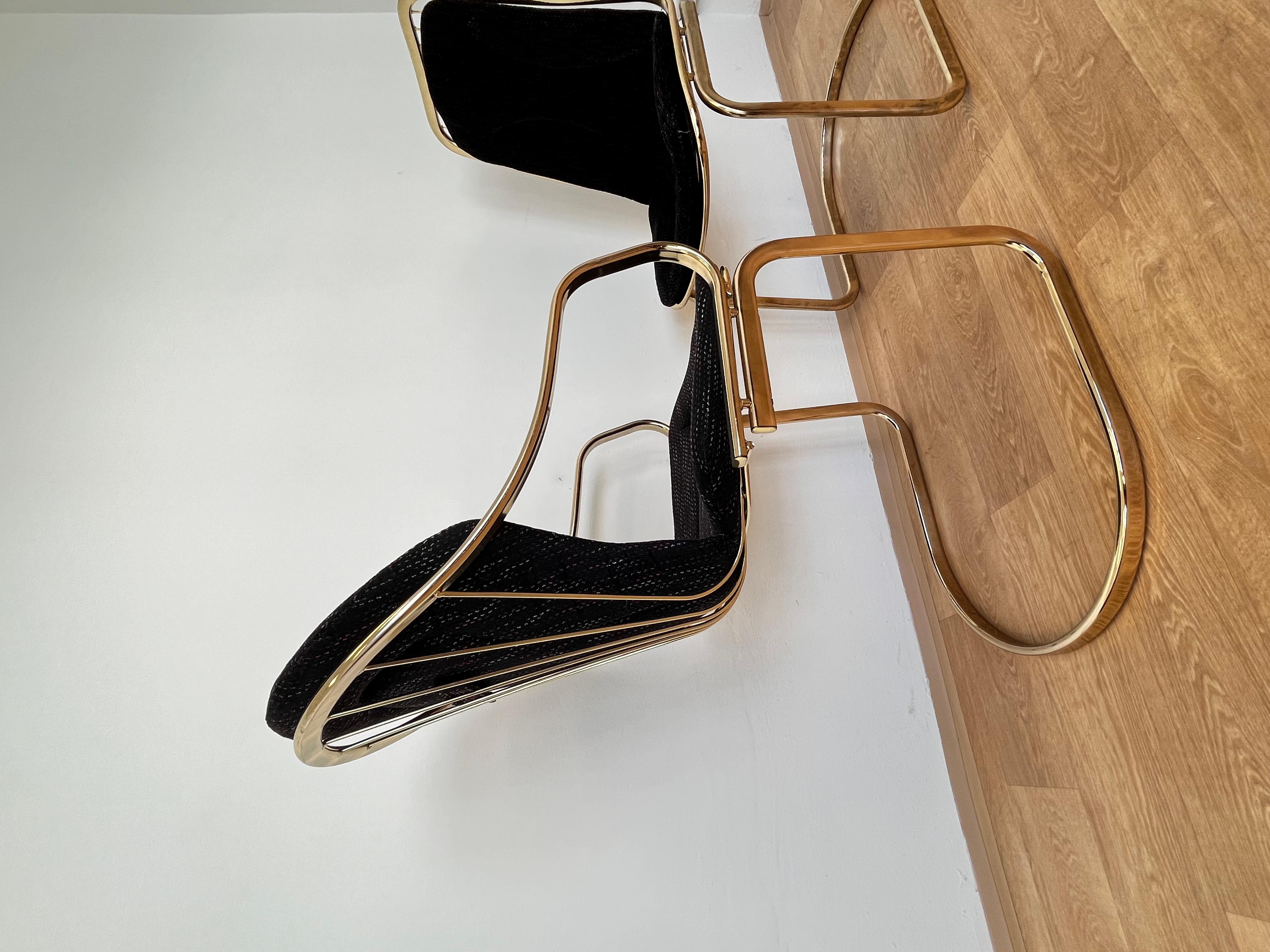 Italian Pair of Mid-Century brass Chairs Designed by Gastone Rinaldi, Italy, 1970s For Sale
