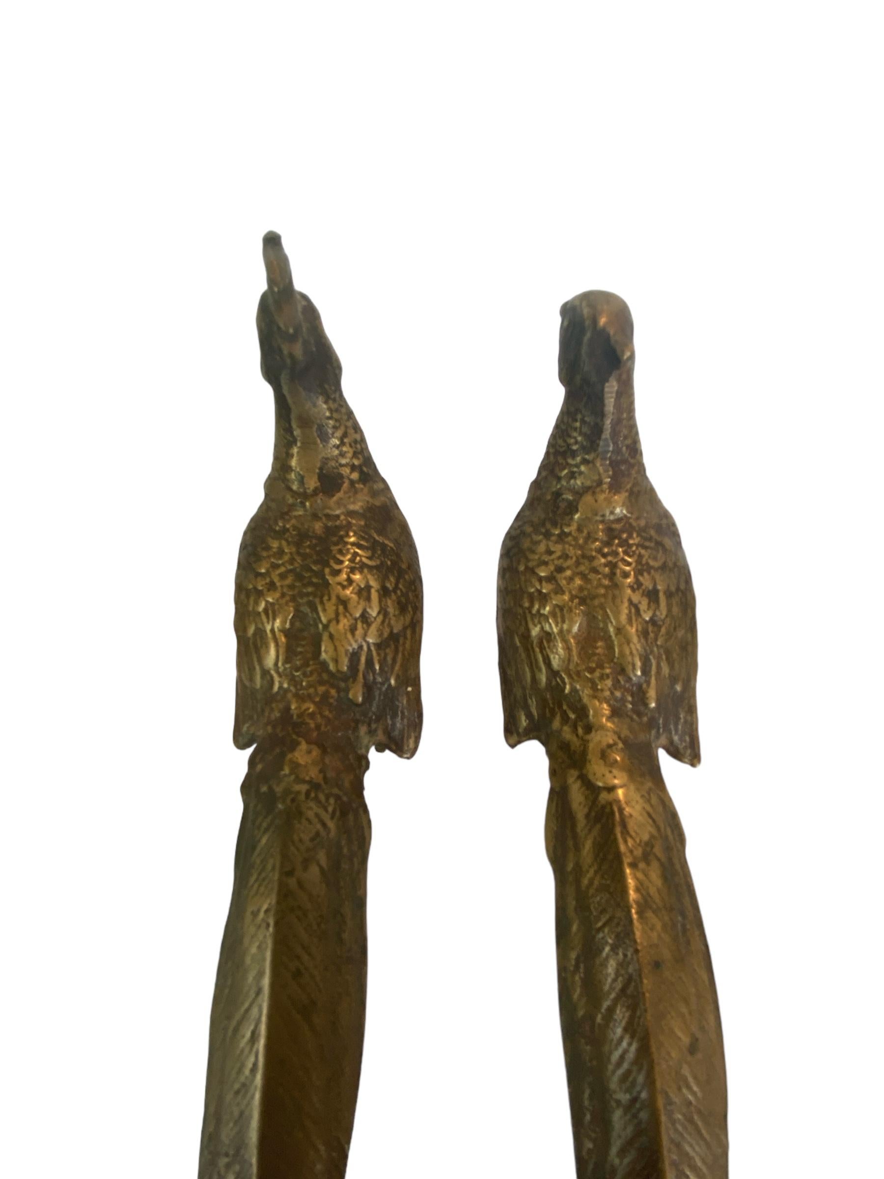 Pair of Mid Century Brass Chickens For Sale 2