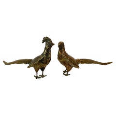 Vintage Pair of Mid Century Brass Chickens