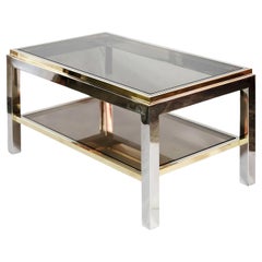 Pair of Mid-Century Brass, Chrome and Glass Side Tables by Willy Rizzo