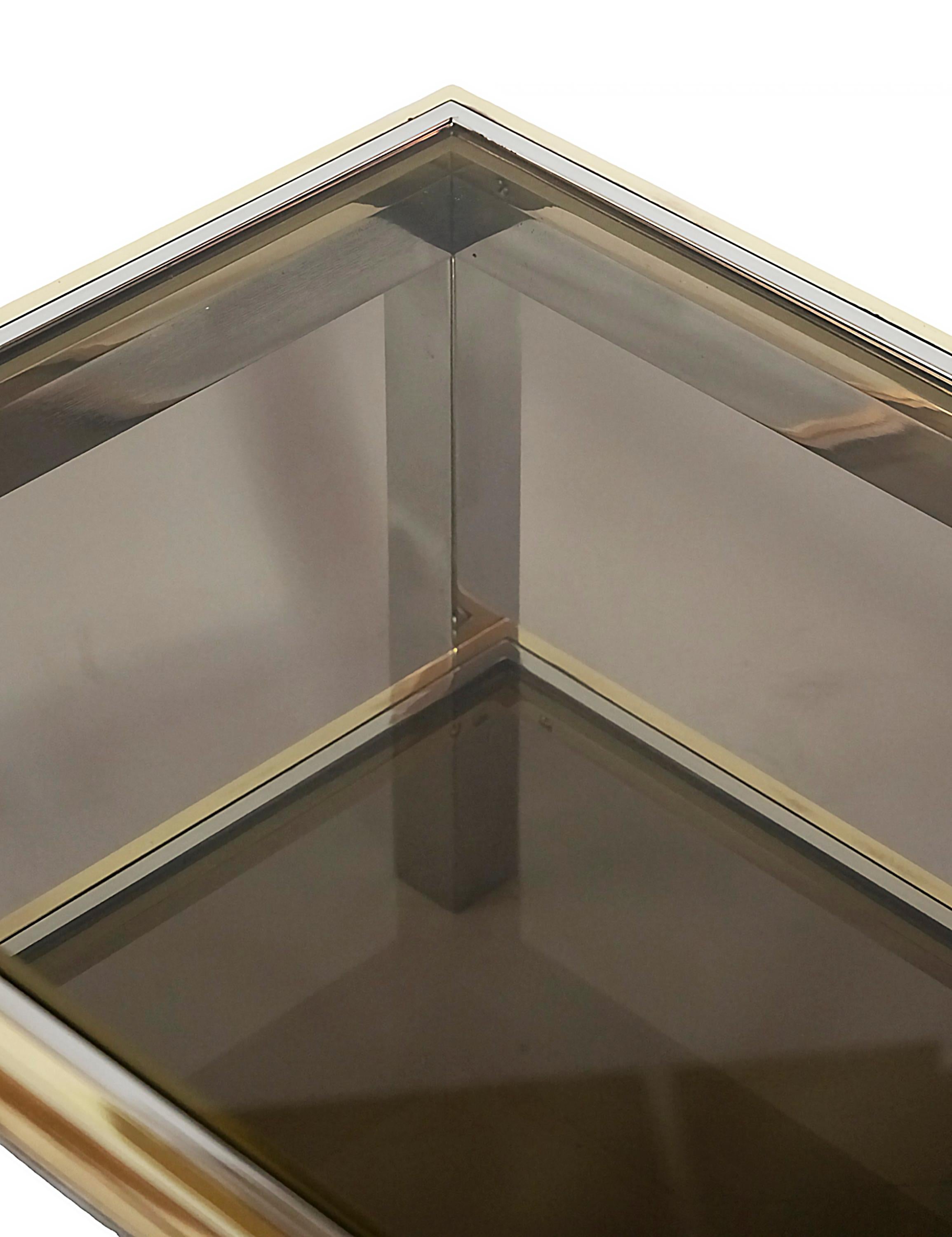Beistelltische aus Messing, Chrom und Glas aus der Mitte des Jahrhunderts von Willy Rizzo, Paar im Angebot 2