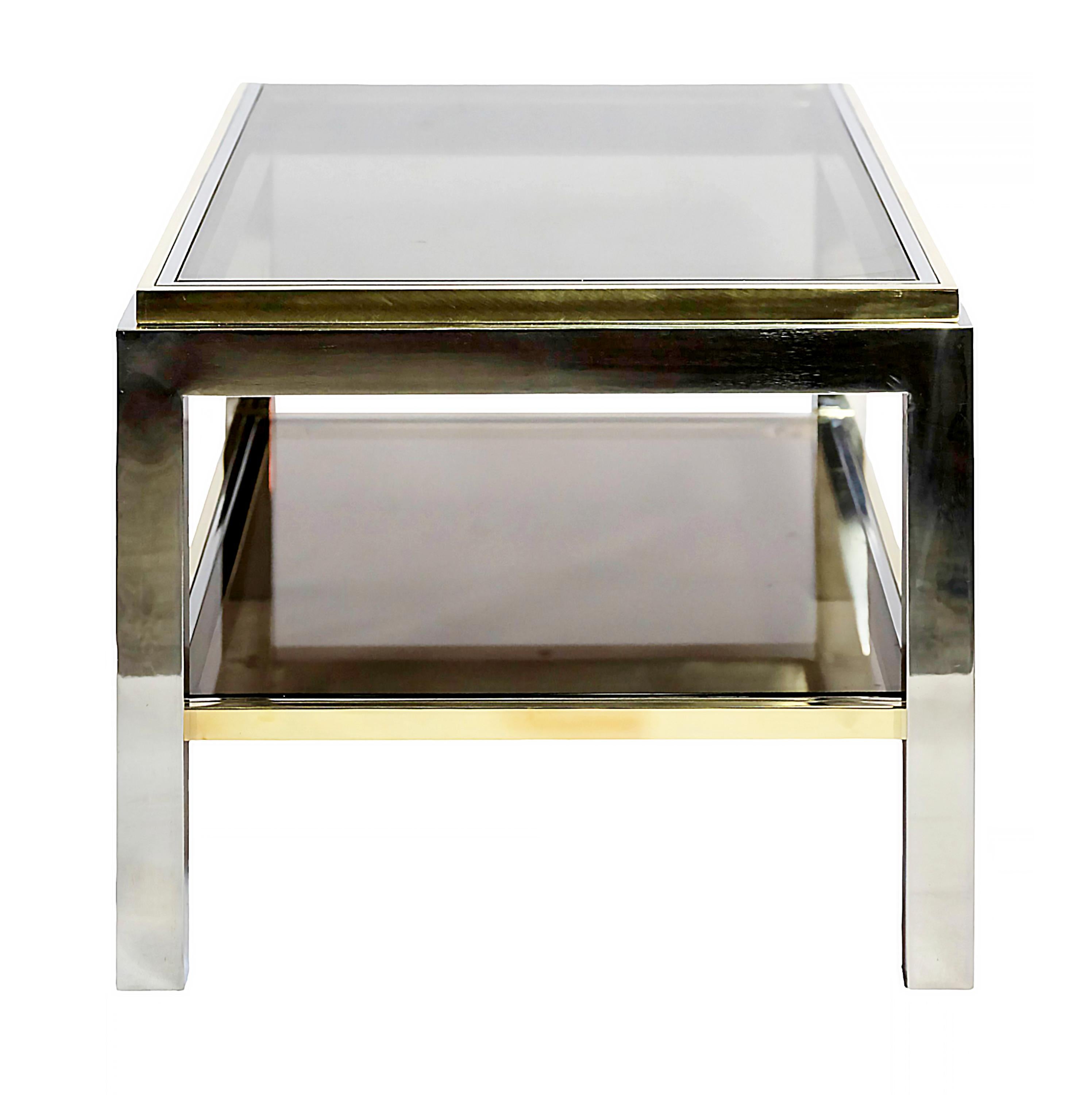 Beistelltische aus Messing, Chrom und Glas aus der Mitte des Jahrhunderts von Willy Rizzo, Paar im Angebot 3