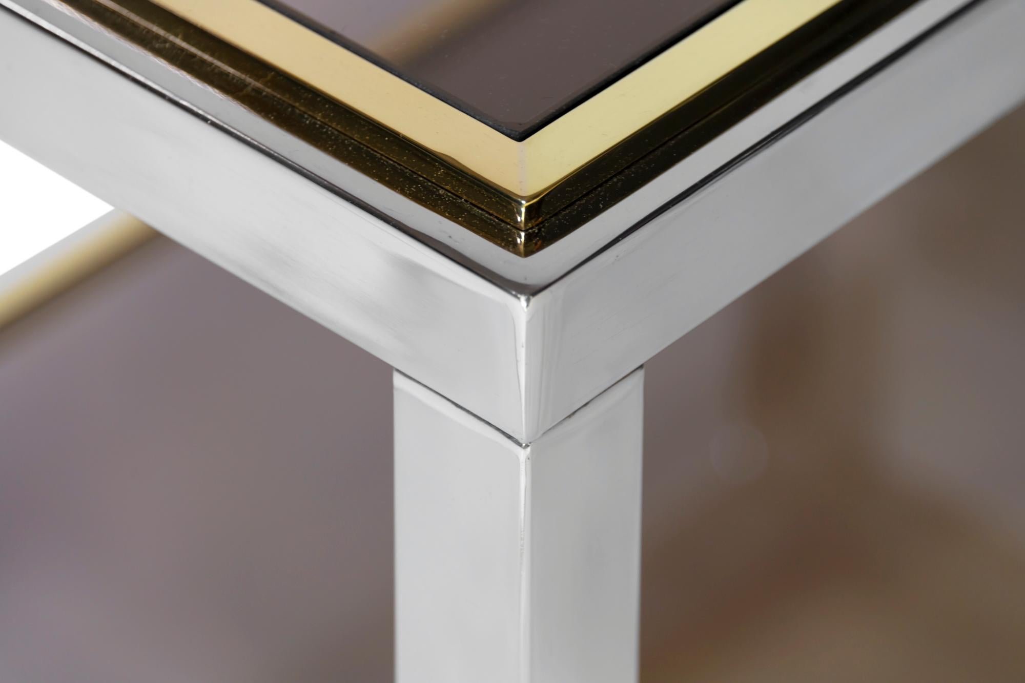 Pair of Mid-Century Brass, Chrome and Glass Top Side Tables by Willy Rizzo 1