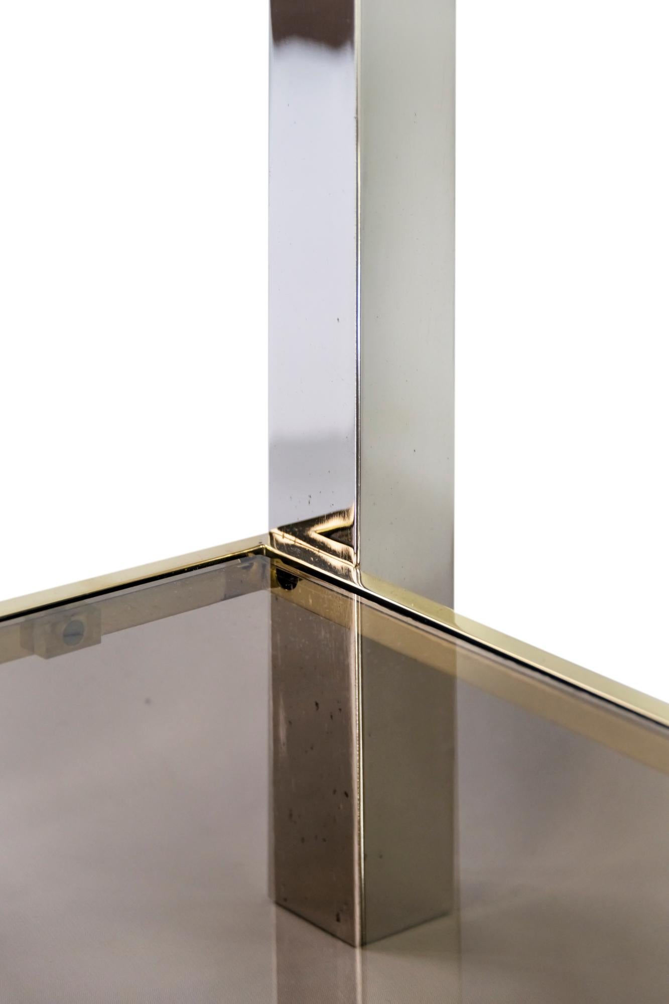 Pair of Mid-Century Brass, Chrome and Glass Top Side Tables by Willy Rizzo 2