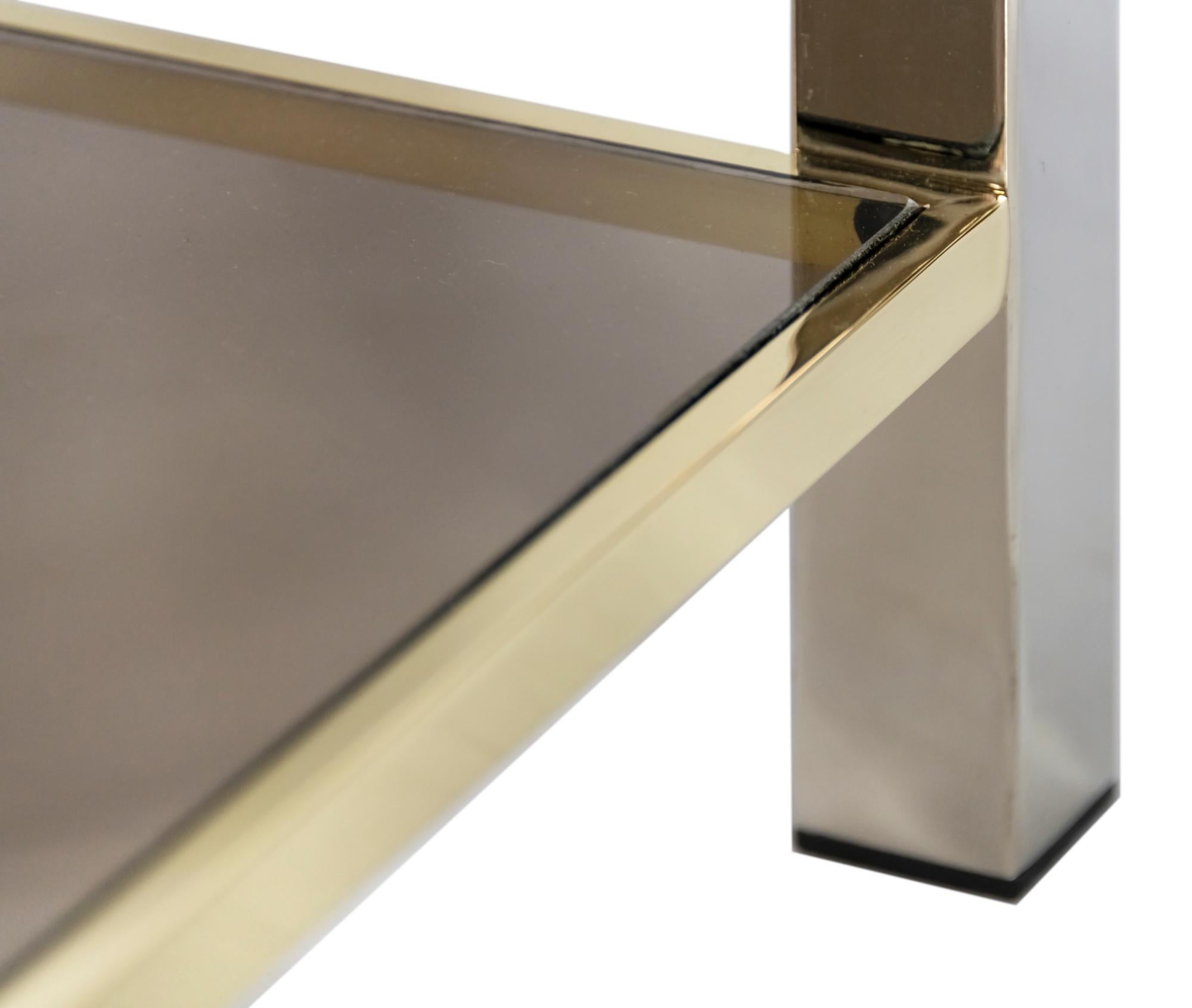 Pair of Mid-Century Brass, Chrome and Glass Top Side Tables by Willy Rizzo 3