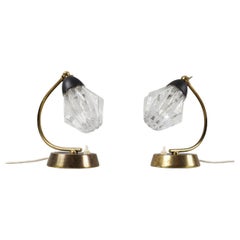 Pair of Mid-Century Brass & Glass Bedside Lamps, Germany, 1960s