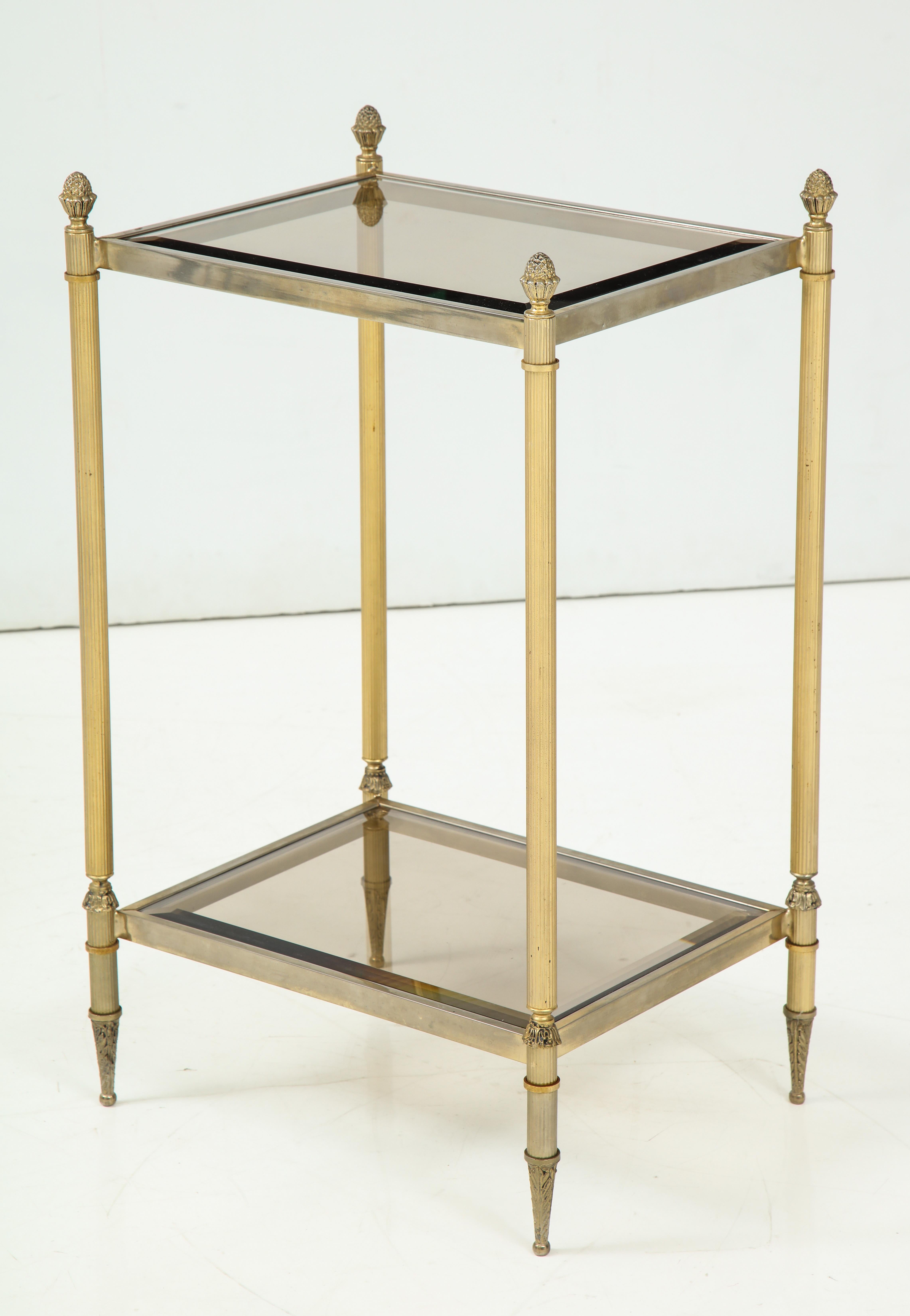 Pair of Mid-Century Brass & Glass End Tables For Sale 6